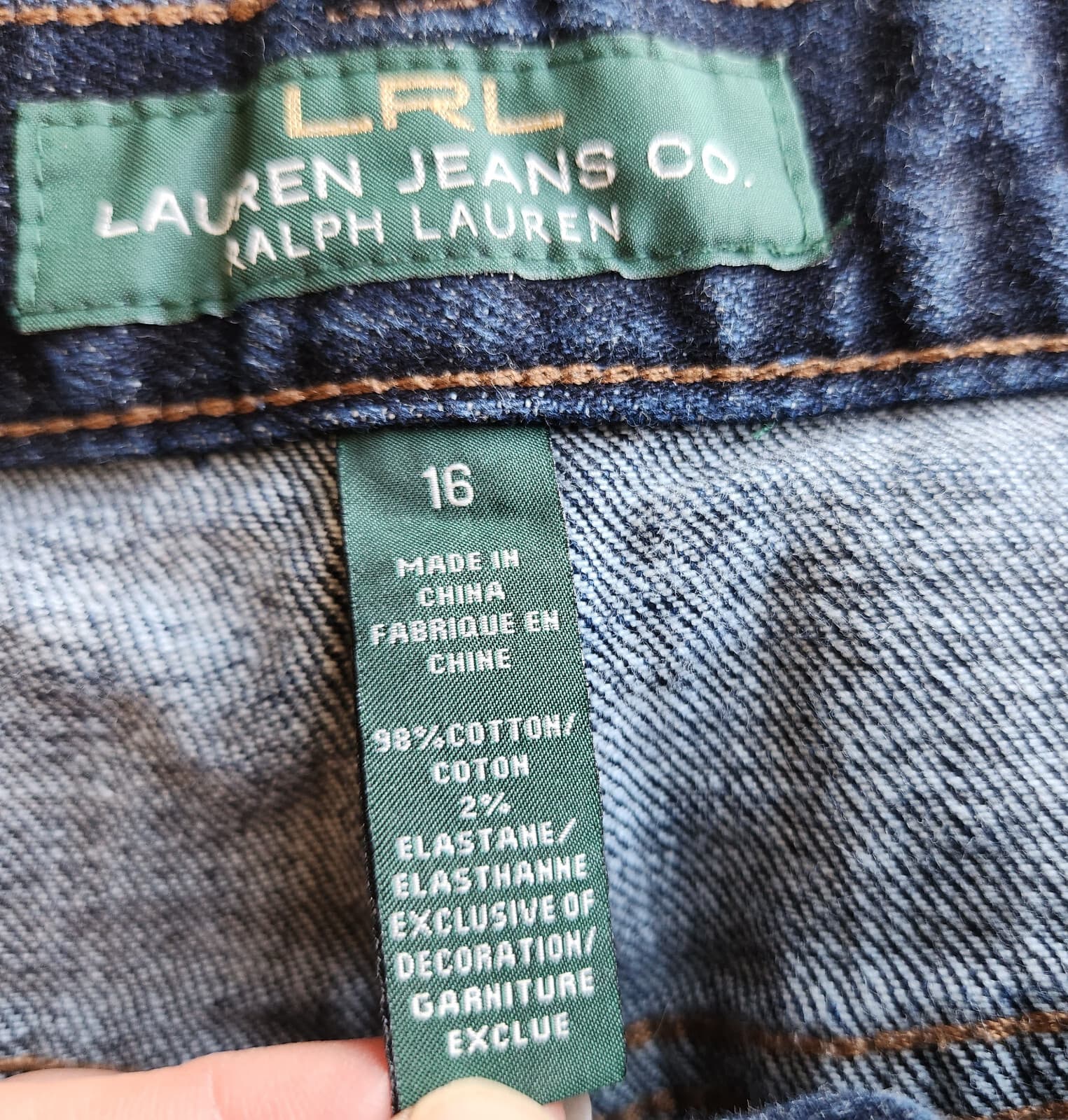 Vintage Lauren Jeans Co. Ralph Lauren Denim Pencil Skirt Front-Zip Stretch Sz.16 - Thumbnail 7