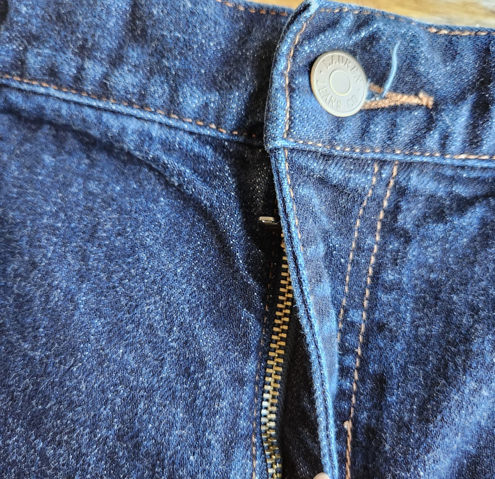 Vintage Lauren Jeans Co. Ralph Lauren Denim Pencil Skirt Front-Zip Stretch Sz.16 - Thumbnail 5