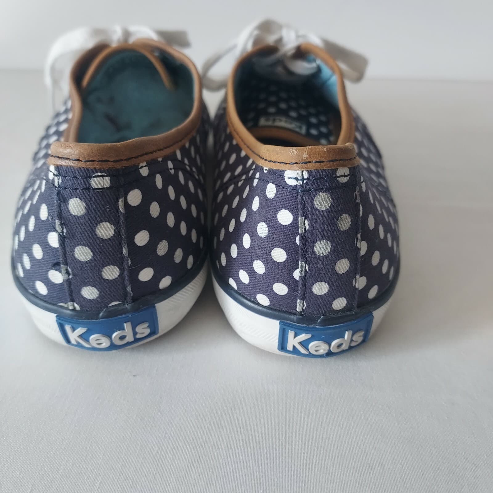 Keds Champion Polka Dot Canvas Fashion Sneakers Lace Navy Blue White Women US10 - Thumbnail 10