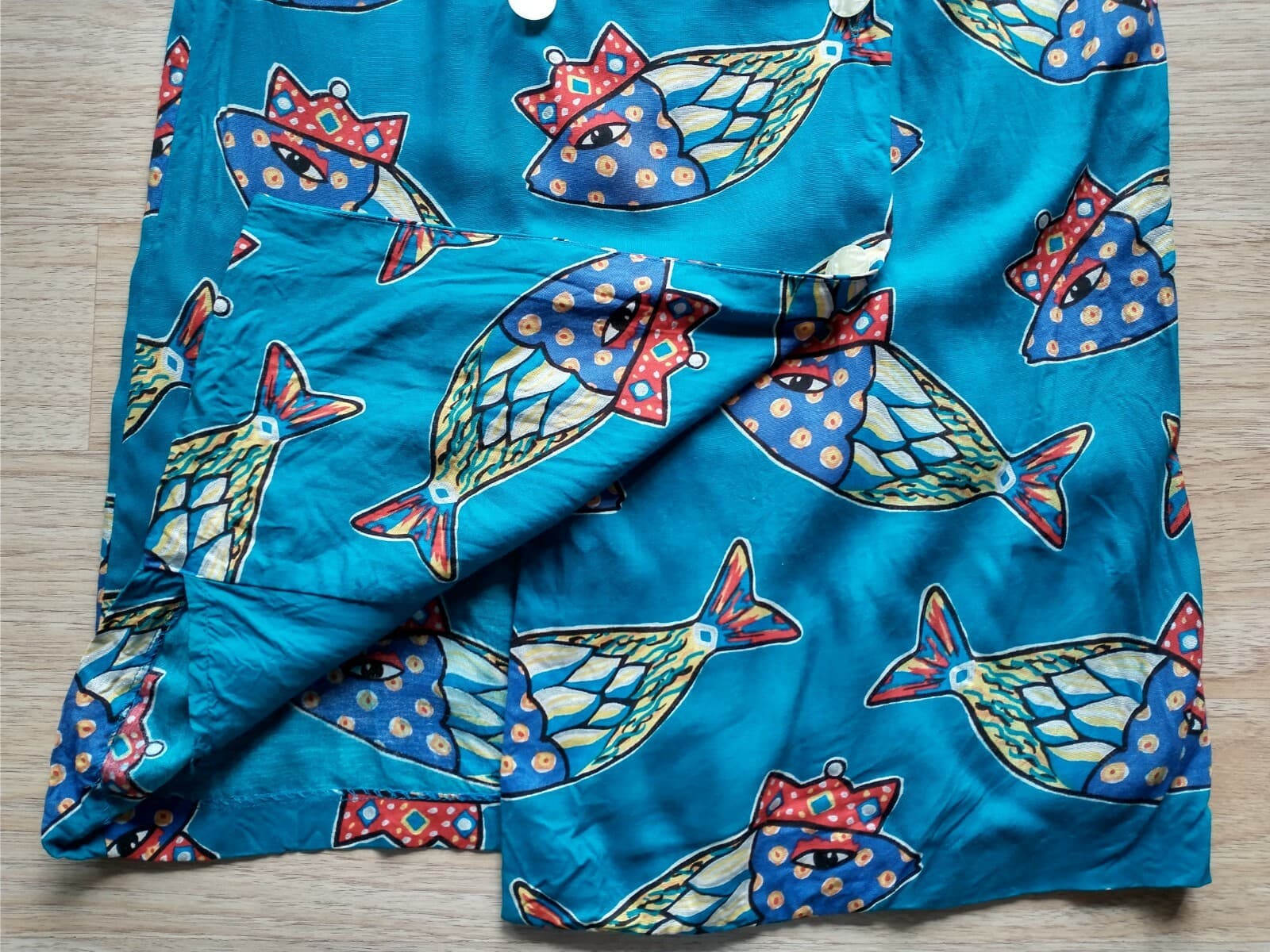 Vintage EILEEN WEST Sheath Dress Colorful Fish Printed Sleeveless Rayon Sz.6 USA - Thumbnail 7