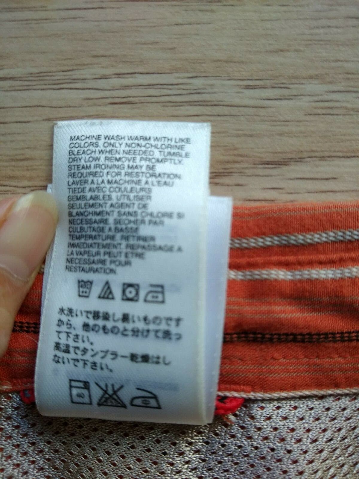 The North Face Modal Shirt Button-down Long Sleeve Zip-Pocket Orange Strip Sz.XL - Thumbnail 8