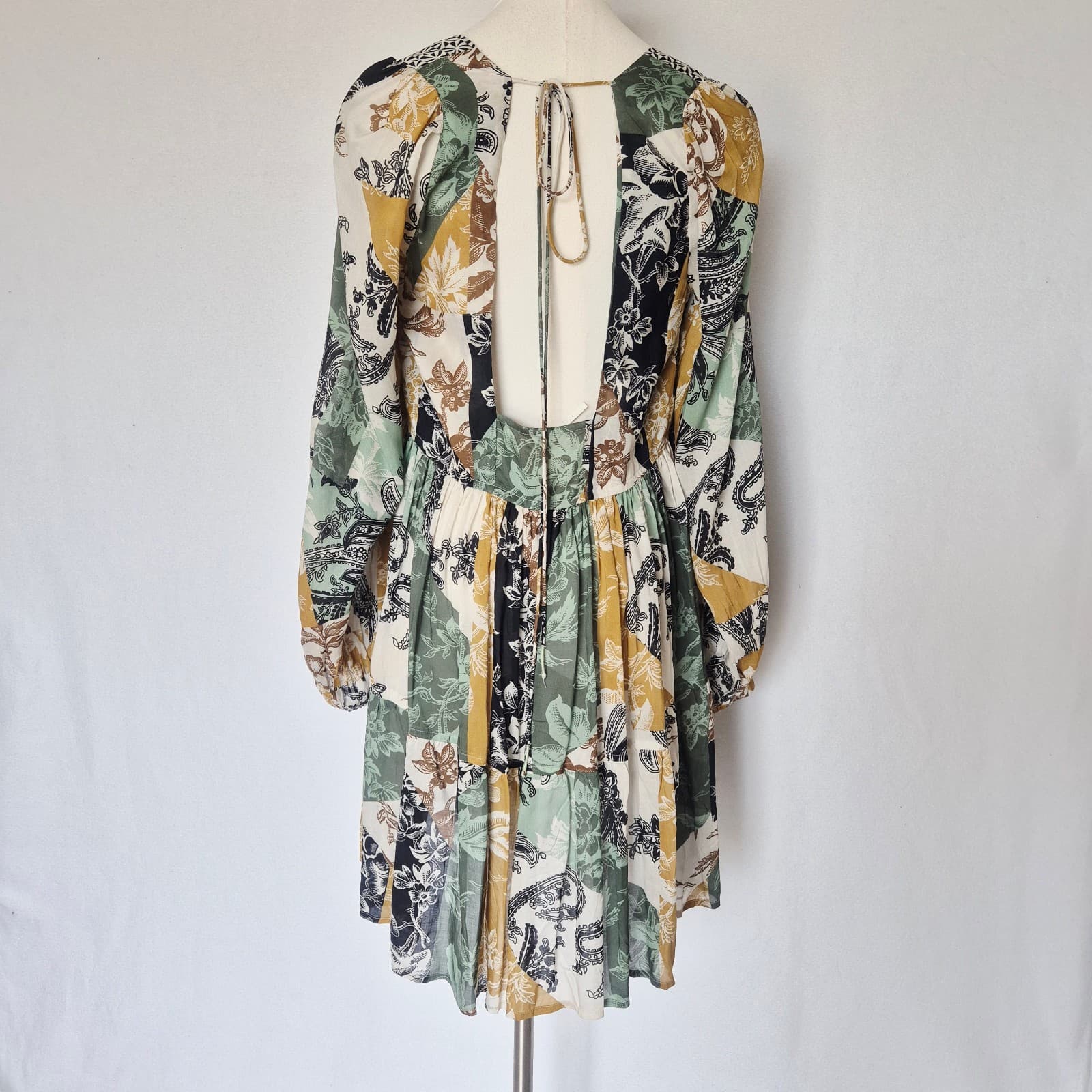 NWoT Anthropologie Tiered Tunic Mini Dress Long Sleeve Modal Mixed Printed Sz.S - Thumbnail 5