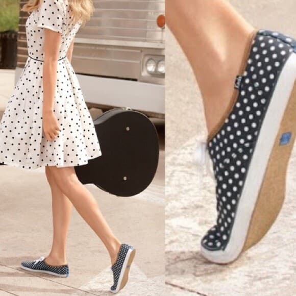 Keds Champion Polka Dot Canvas Fashion Sneakers Lace Navy Blue White Women US10 - Thumbnail 3