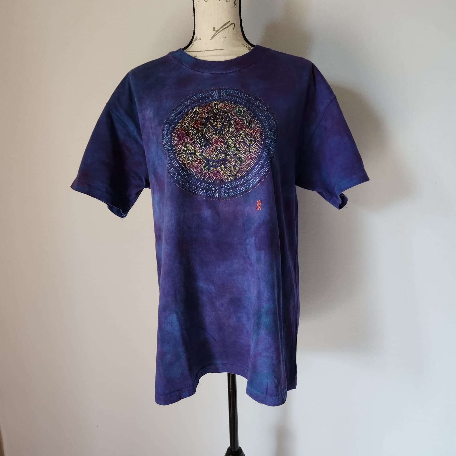 Vintage Hanes P.F.D USA Made Tie Dye Graphic T-Shirt Short Sleeve Purple Adult M - Thumbnail 3