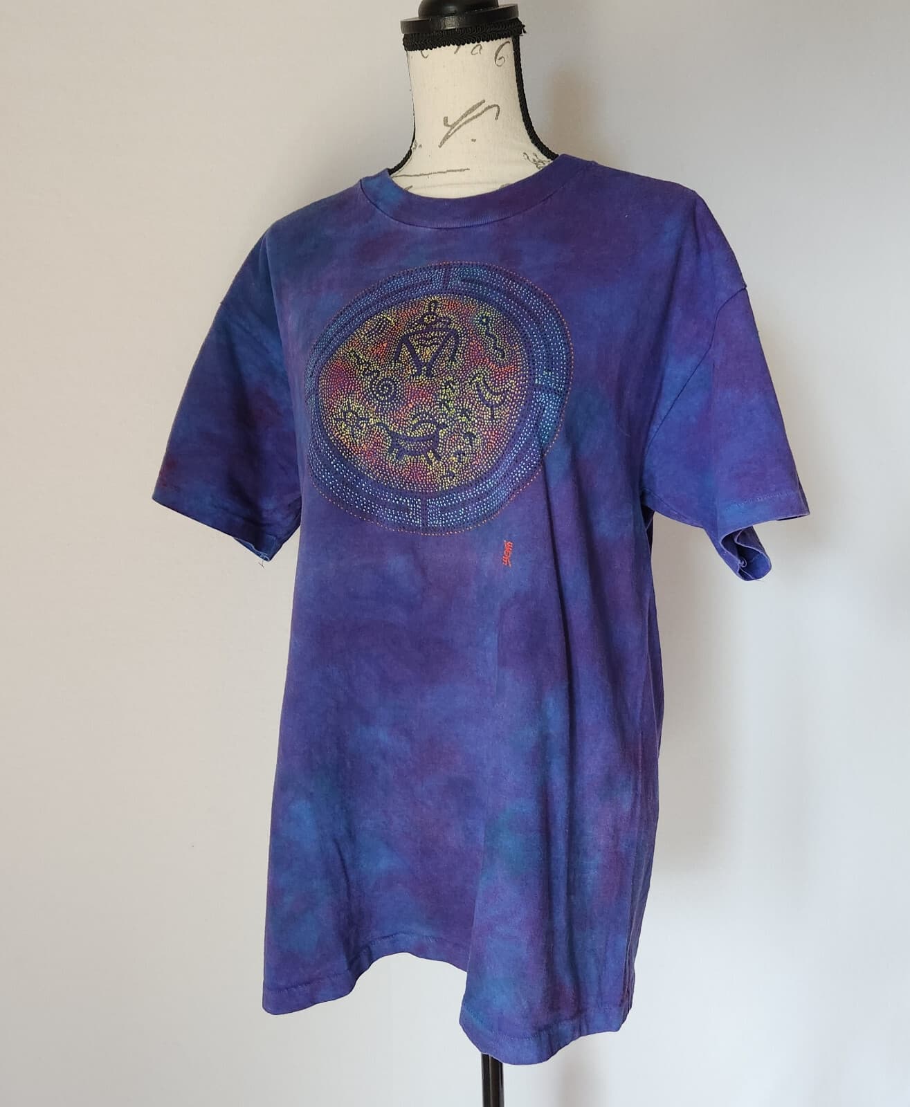 Vintage Hanes P.F.D USA Made Tie Dye Graphic T-Shirt Short Sleeve Purple Adult M - Thumbnail 2