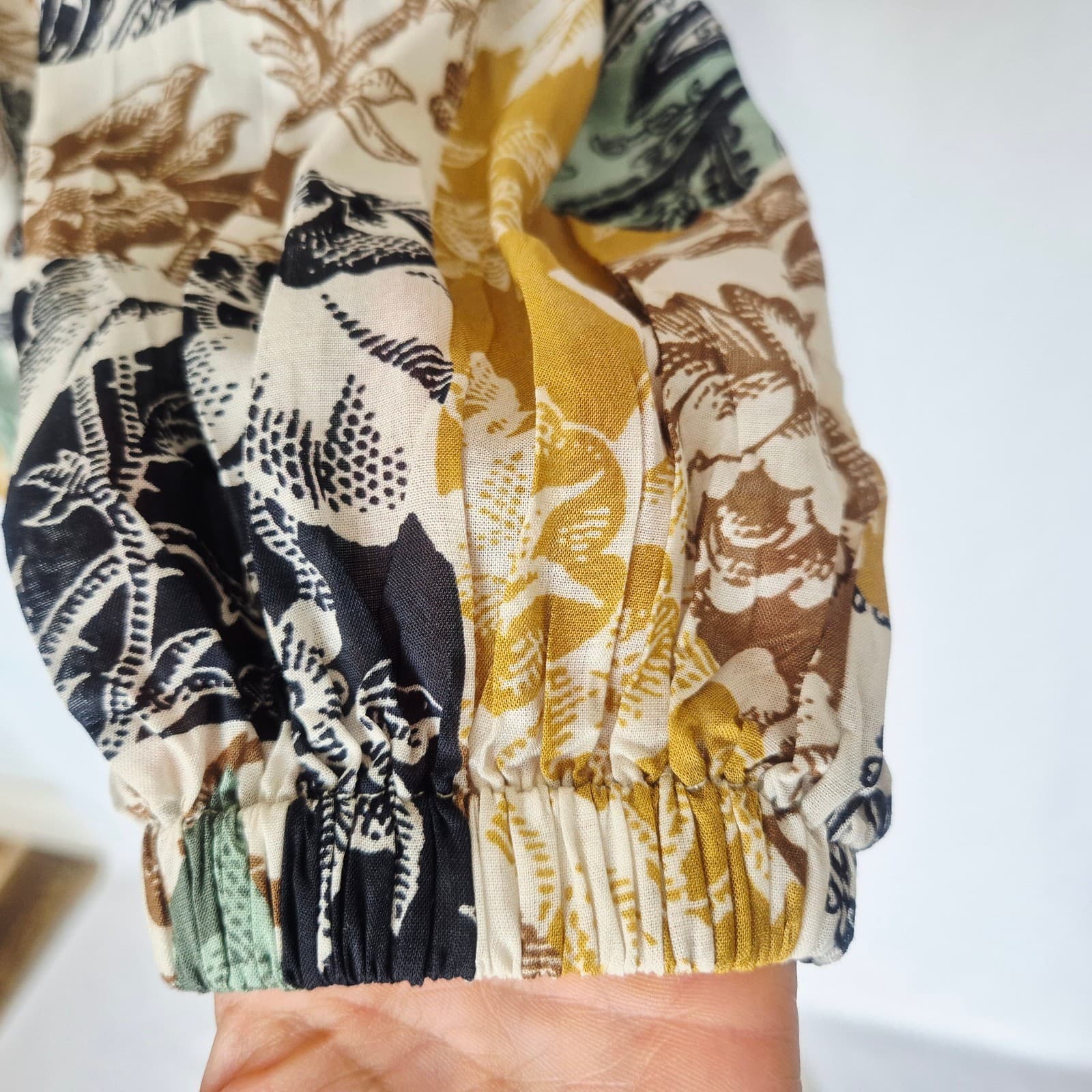 NWoT Anthropologie Tiered Tunic Mini Dress Long Sleeve Modal Mixed Printed Sz.S - Thumbnail 4