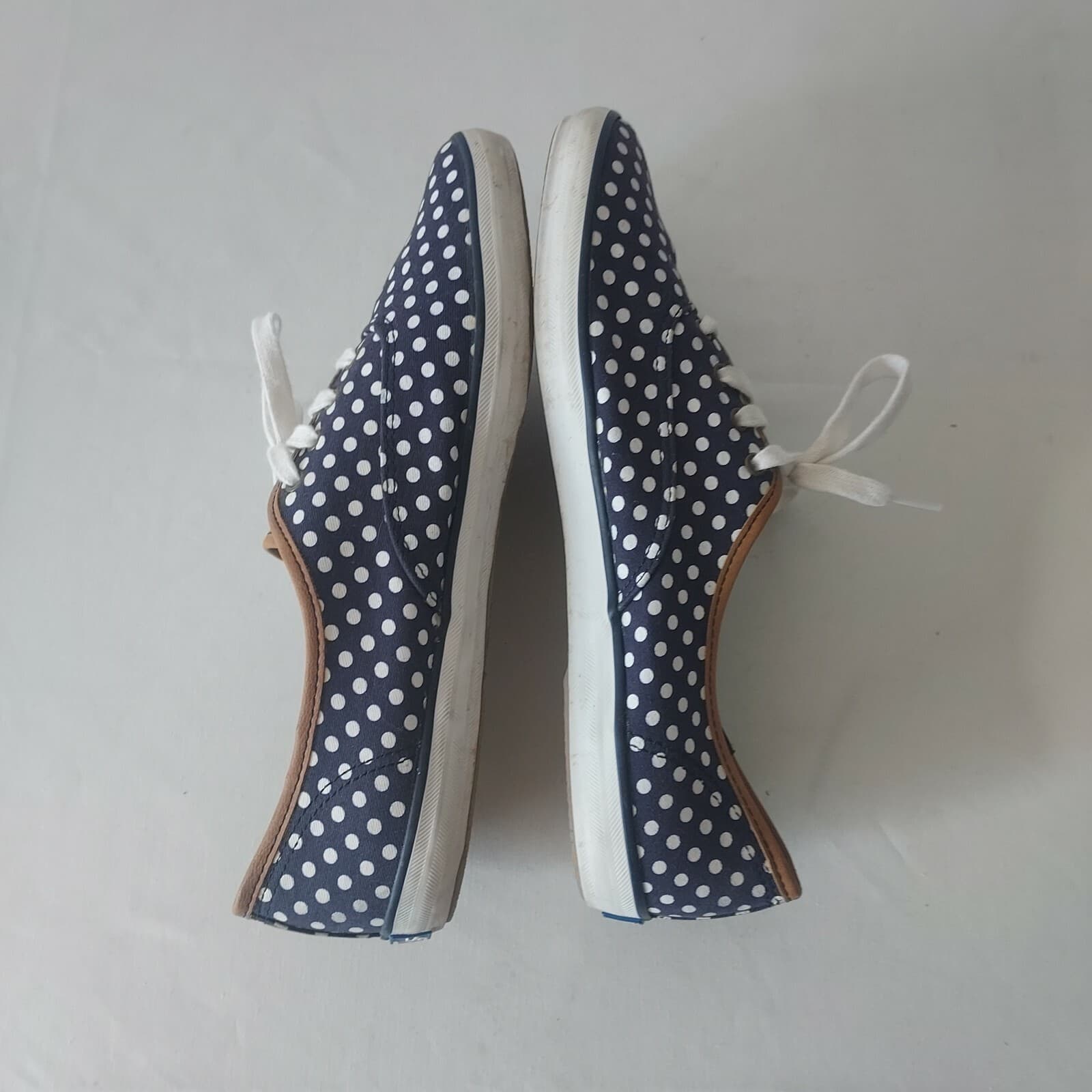 Keds Champion Polka Dot Canvas Fashion Sneakers Lace Navy Blue White Women US10 - Thumbnail 7