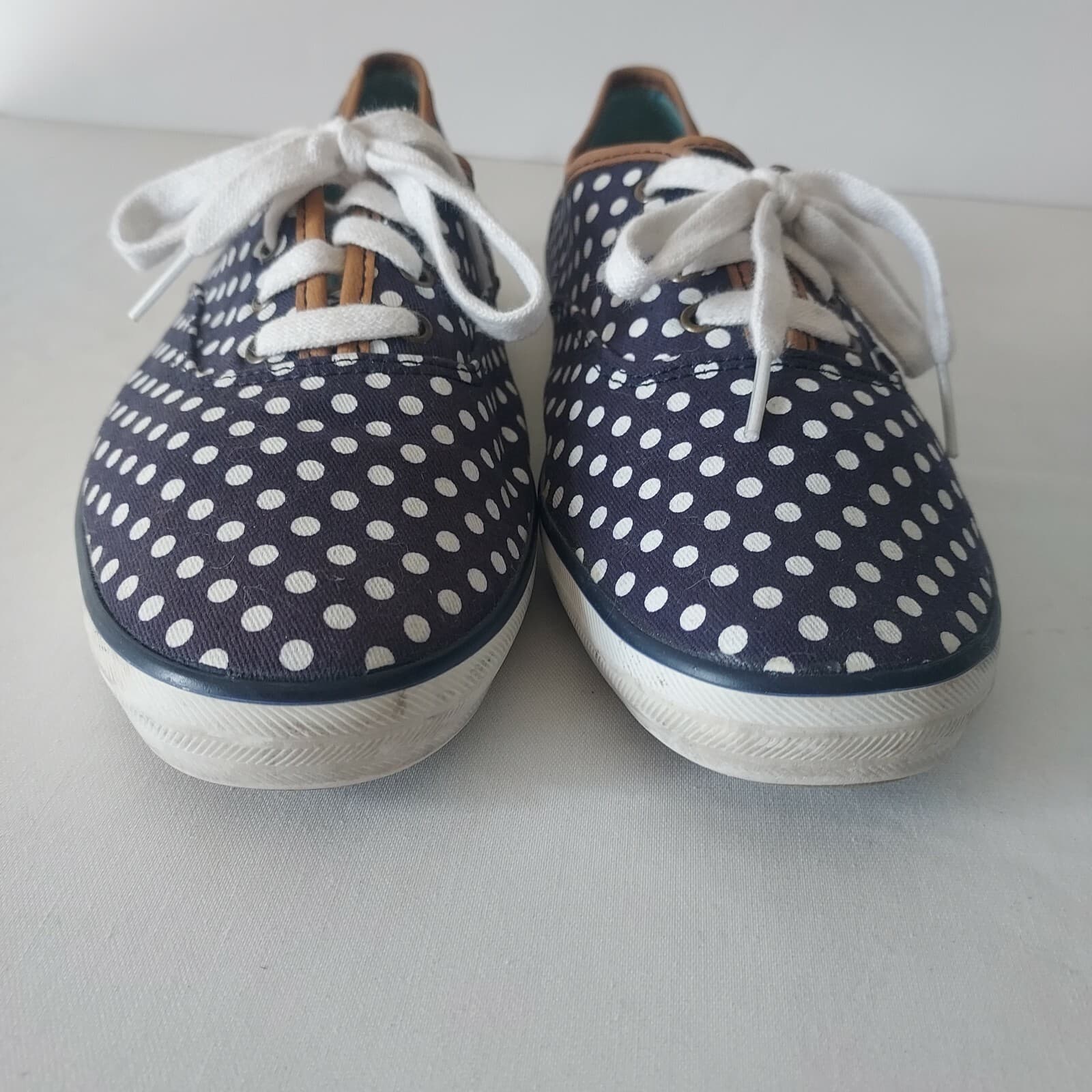 Keds Champion Polka Dot Canvas Fashion Sneakers Lace Navy Blue White Women US10 - Thumbnail 9