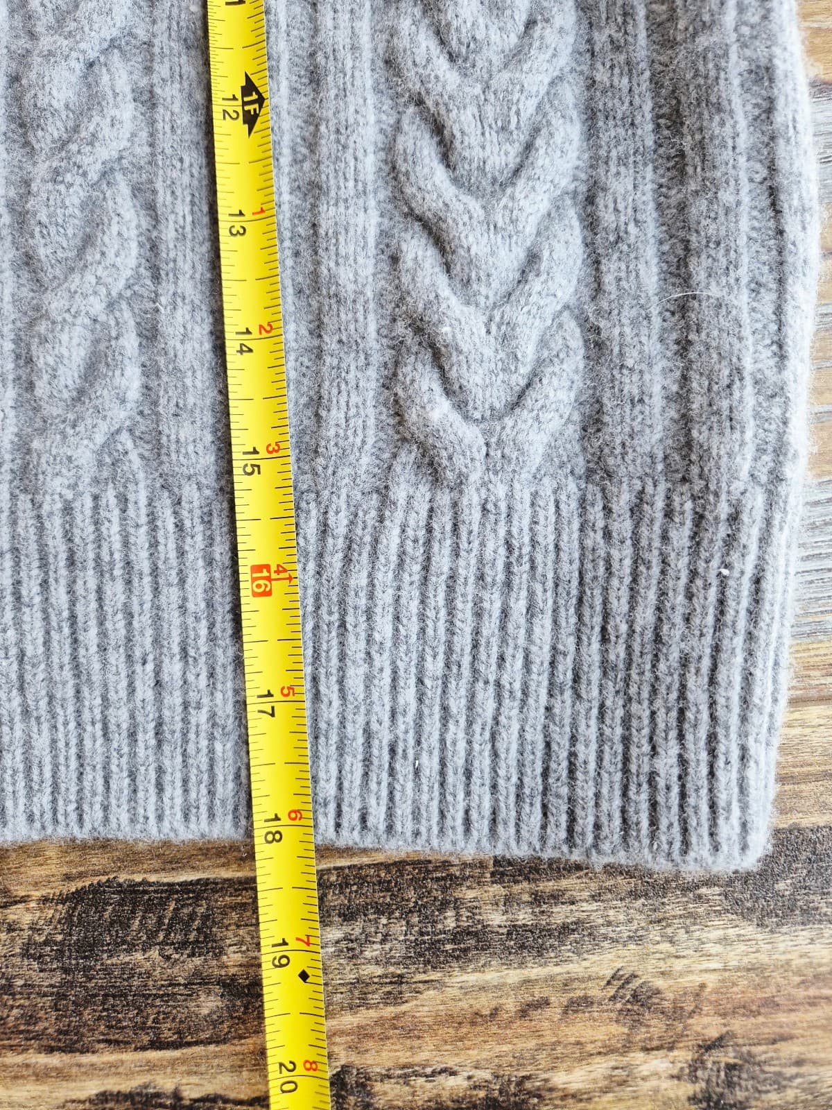 PAIGE Maylene Wool Blend Cable Knit Sweater 1/4 Zip Heather Grey Bust 40" (S/M) - Thumbnail 13