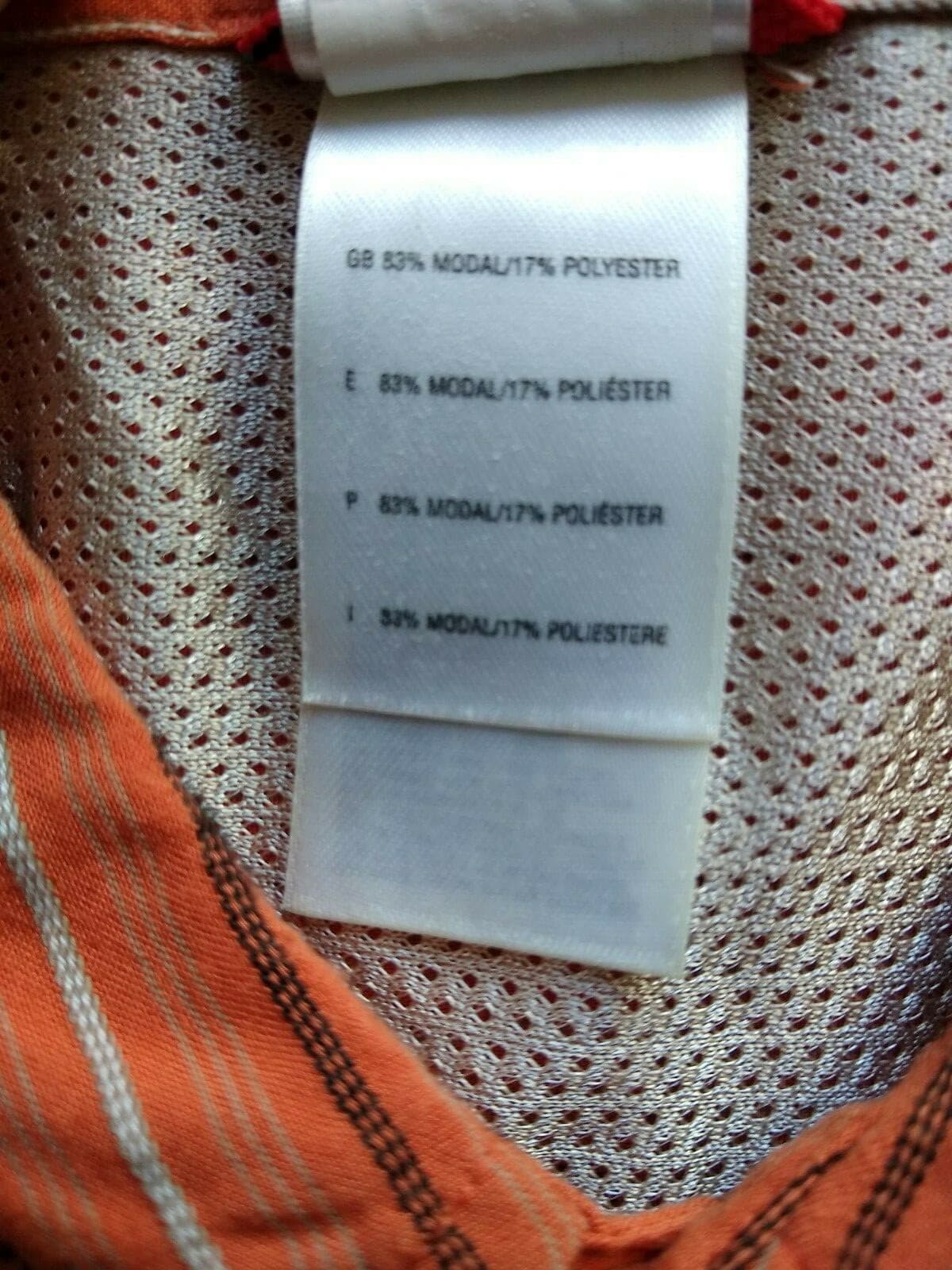 The North Face Modal Shirt Button-down Long Sleeve Zip-Pocket Orange Strip Sz.XL - Thumbnail 7