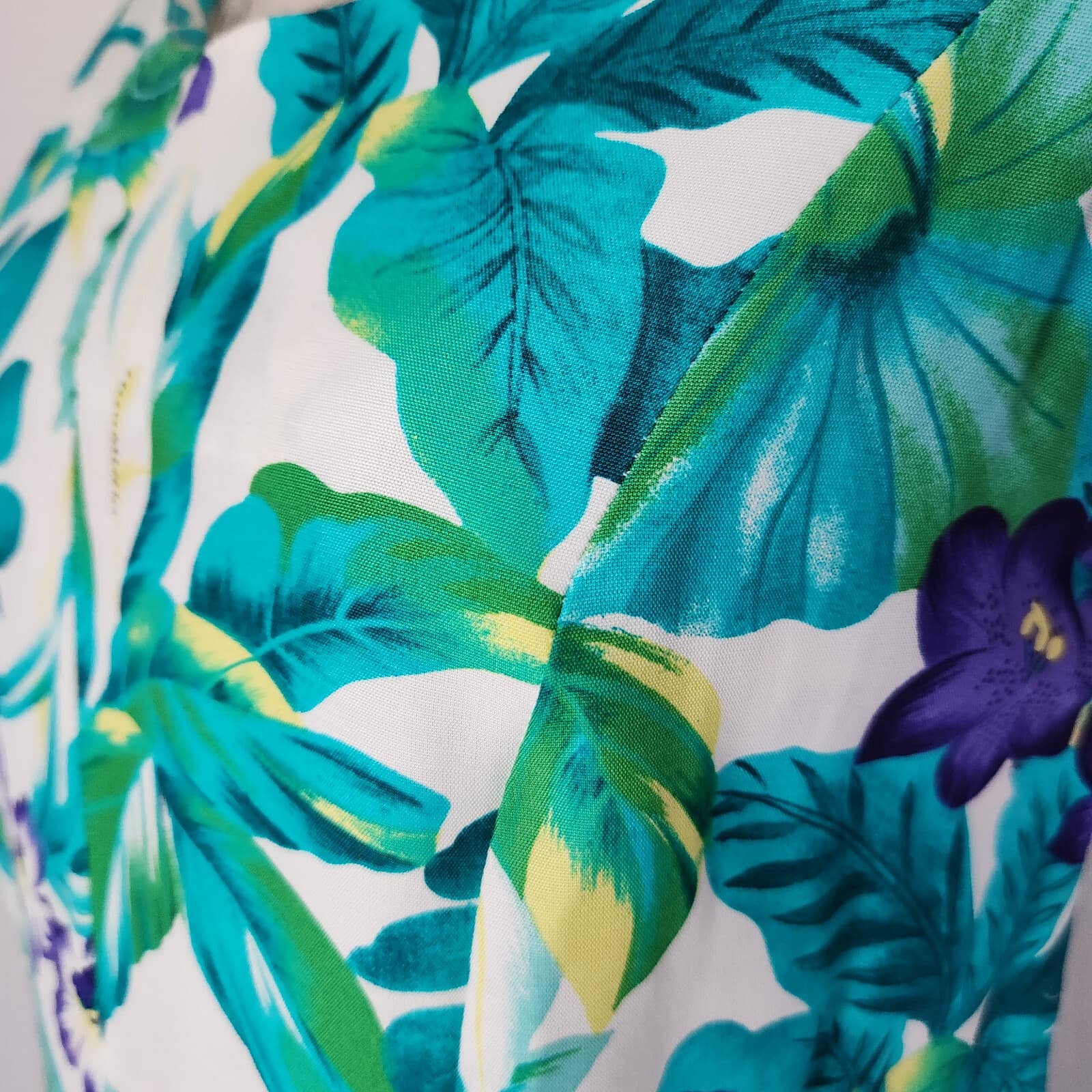 Paradise Bay Hawaiian Tropical Floral Romper Sleeveless Zip Rayon Green Sz.M USA - Thumbnail 3