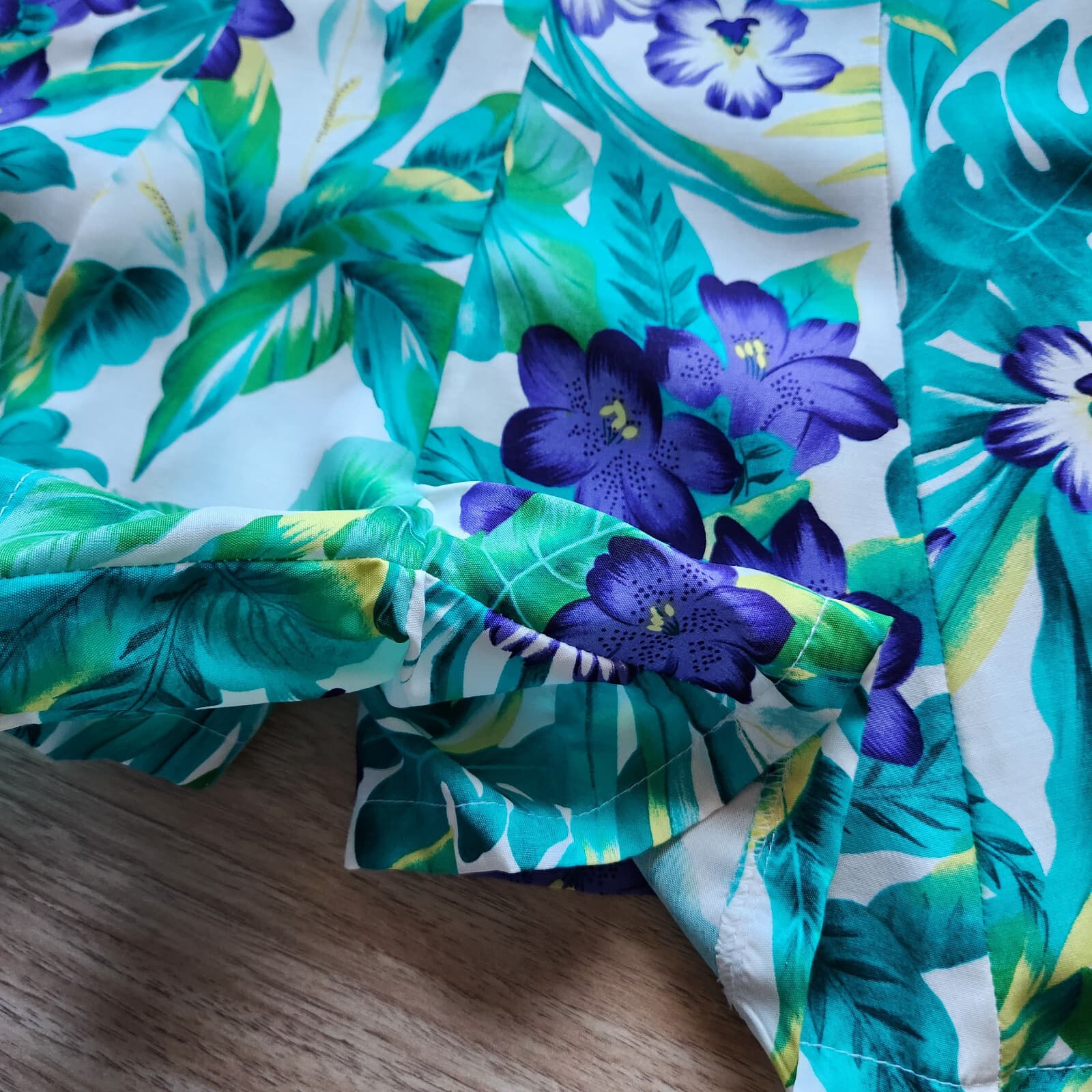 Paradise Bay Hawaiian Tropical Floral Romper Sleeveless Zip Rayon Green Sz.M USA - Thumbnail 6