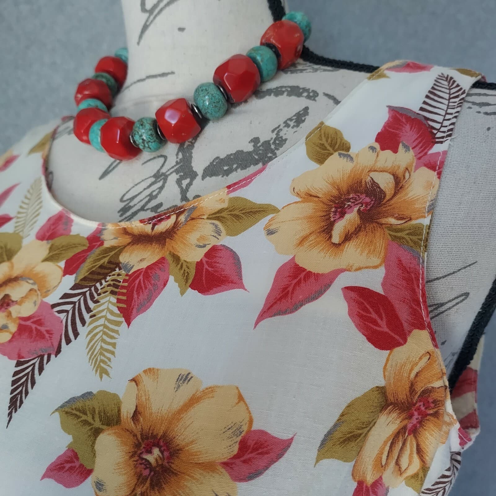 Vintage Guess Georges Marciano Floral Tie-Side Sheath Dress Sleeveless Sz.Medium - Thumbnail 3