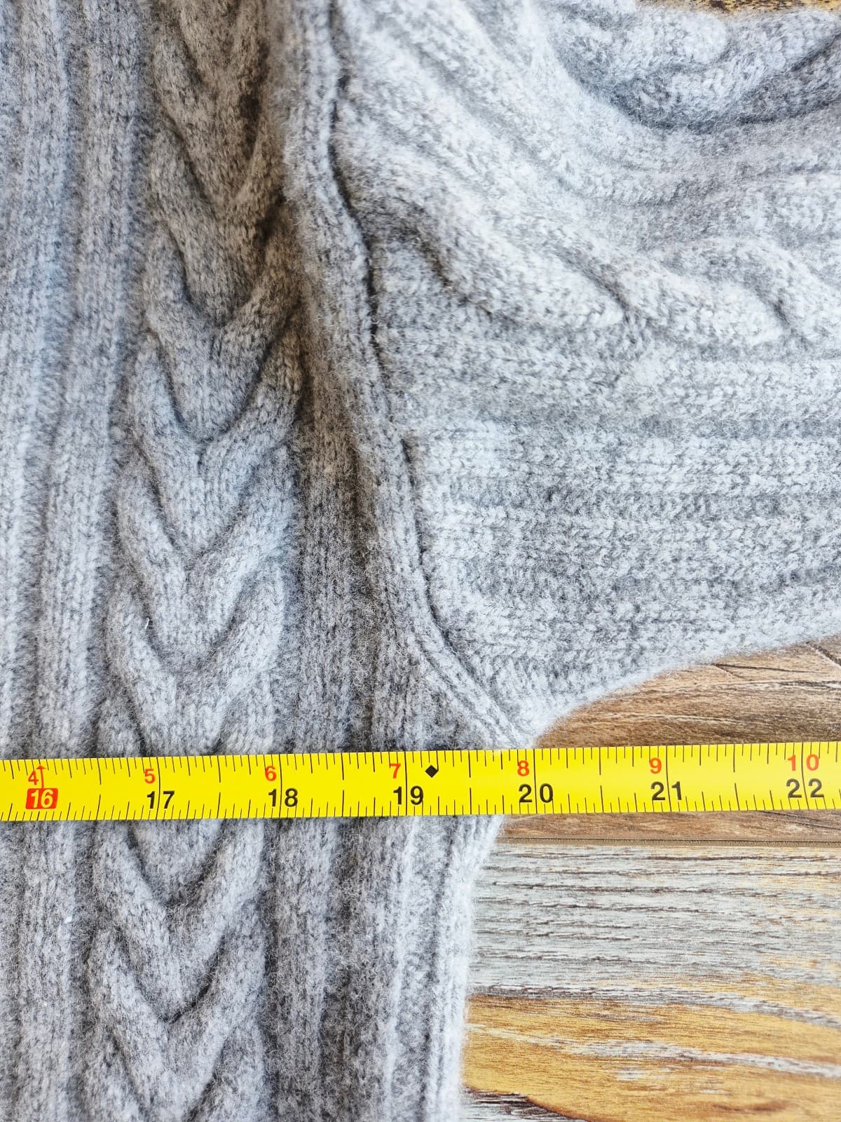 PAIGE Maylene Wool Blend Cable Knit Sweater 1/4 Zip Heather Grey Bust 40" (S/M) - Thumbnail 12