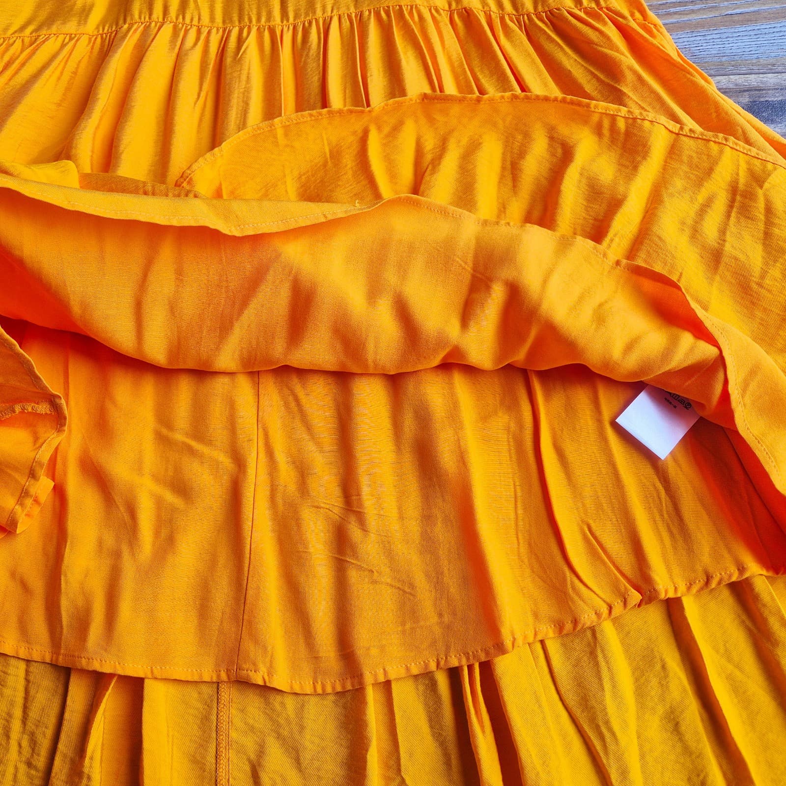 New Maeve Anthropologie Marlene Tiered Maxi Dress Hi-Low Sleeveless Orange Sz.S - Thumbnail 10