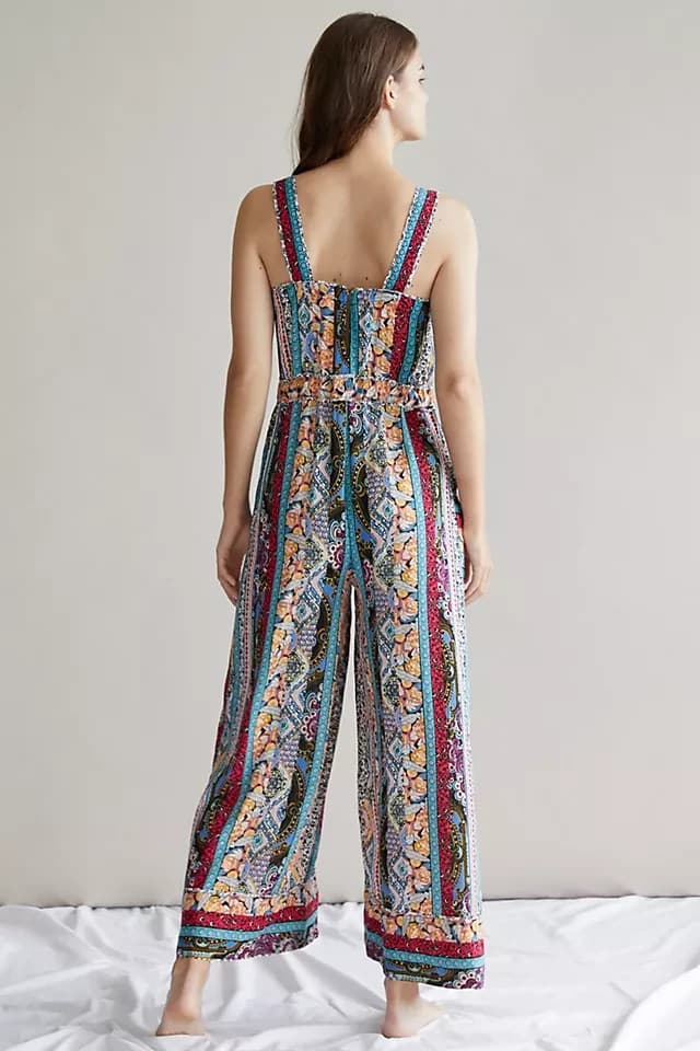 NWoT Anthropologie Calais Floral Bohemian Wide-Leg Jumpsuit Pocket Women's XS - Thumbnail 7