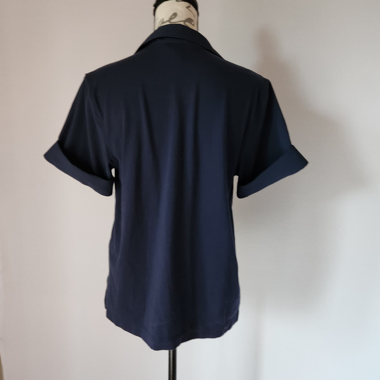 ATHLETA Northbound Top Shirt Short Sleeve V-Neck Collar Dark Navy Blue Women S - Thumbnail 7
