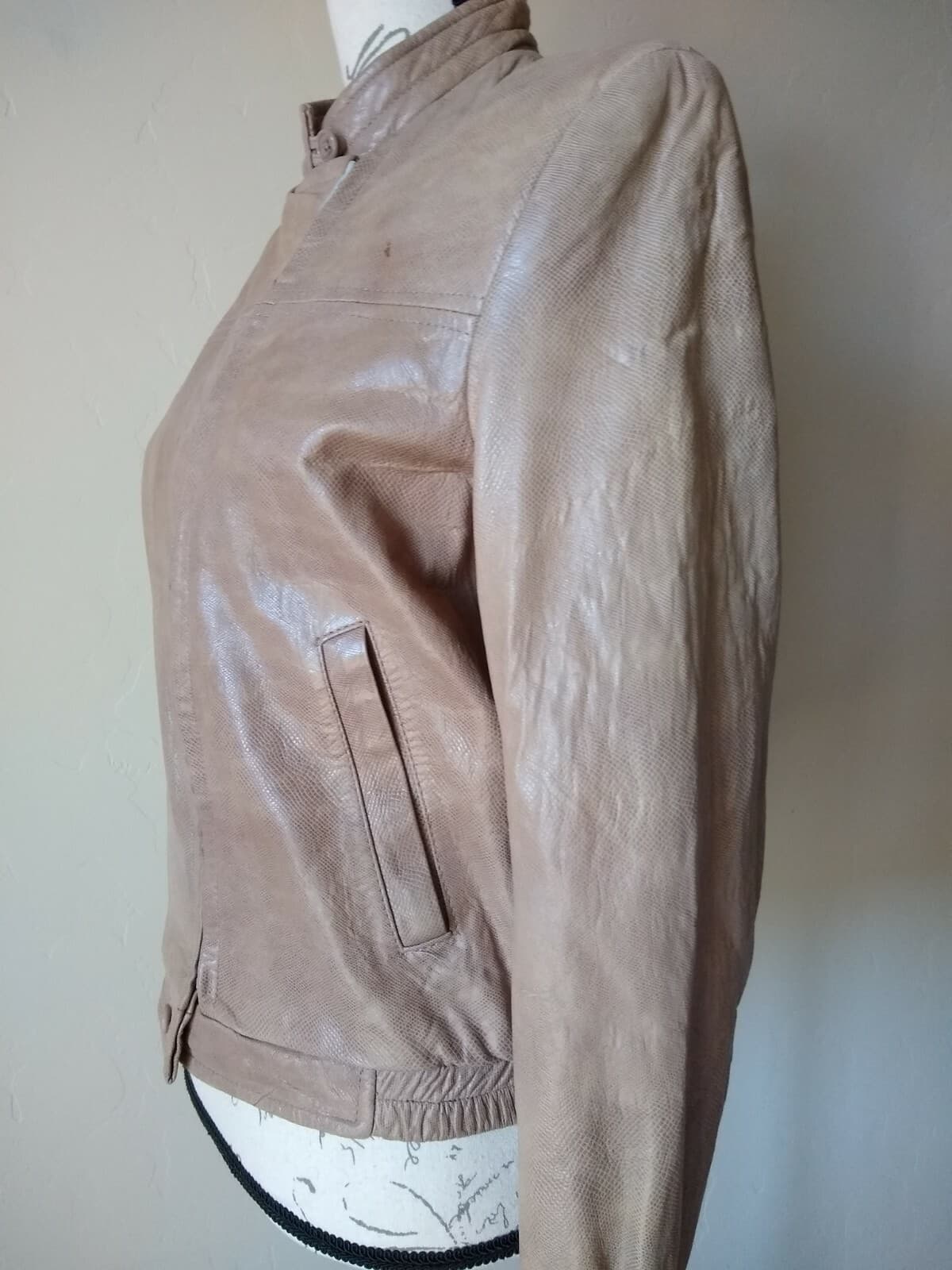 Vintage North Beach Leather San Francisco Tan/Brown Leather Jacket Zip-up Sz.12 - Thumbnail 5