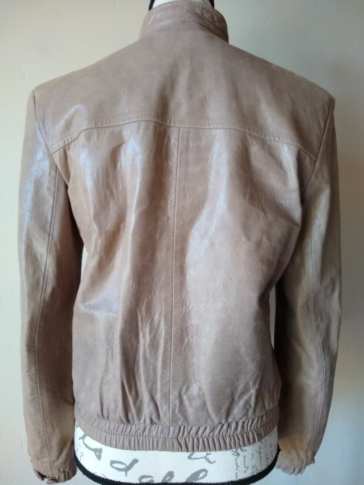 Vintage North Beach Leather San Francisco Tan/Brown Leather Jacket Zip-up Sz.12 - Thumbnail 6