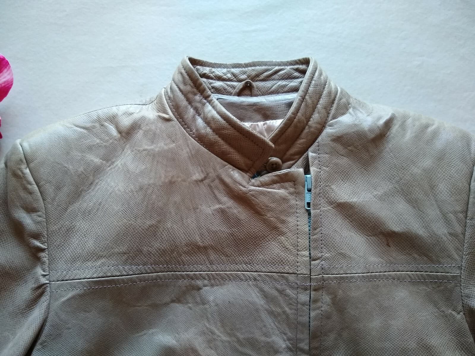 Vintage North Beach Leather San Francisco Tan/Brown Leather Jacket Zip-up Sz.12 - Thumbnail 9
