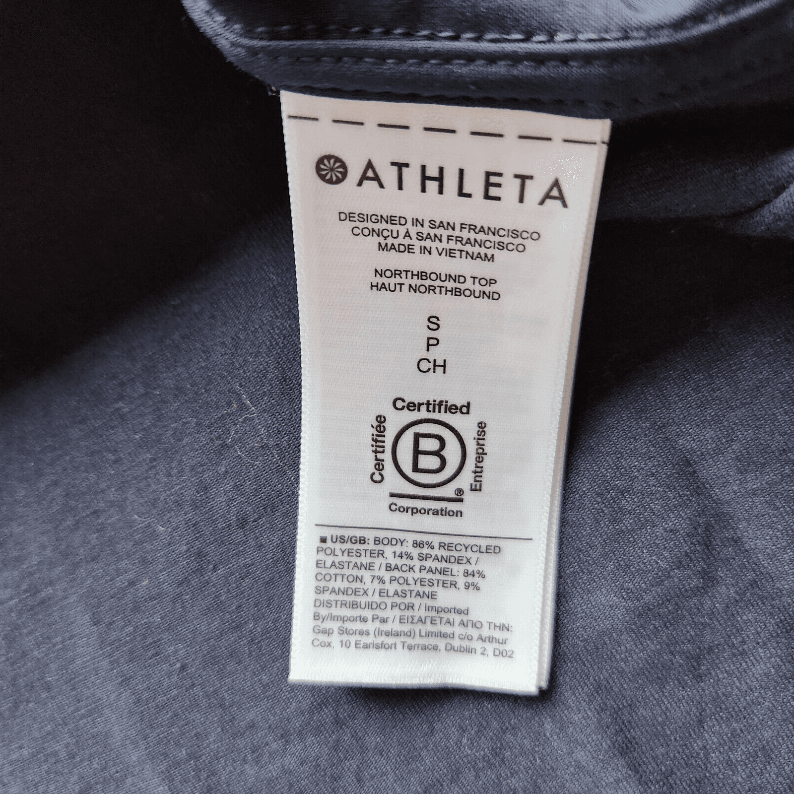 ATHLETA Northbound Top Shirt Short Sleeve V-Neck Collar Dark Navy Blue Women S - Thumbnail 9