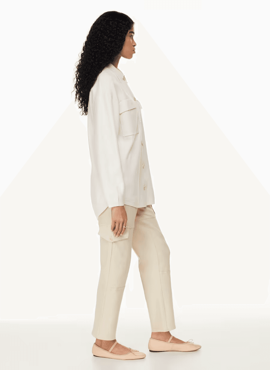 Wilfred Free Aritzia Ronnie Sweater Long Knit Relaxed Shirt Jacket Cream Size XS - Thumbnail 4