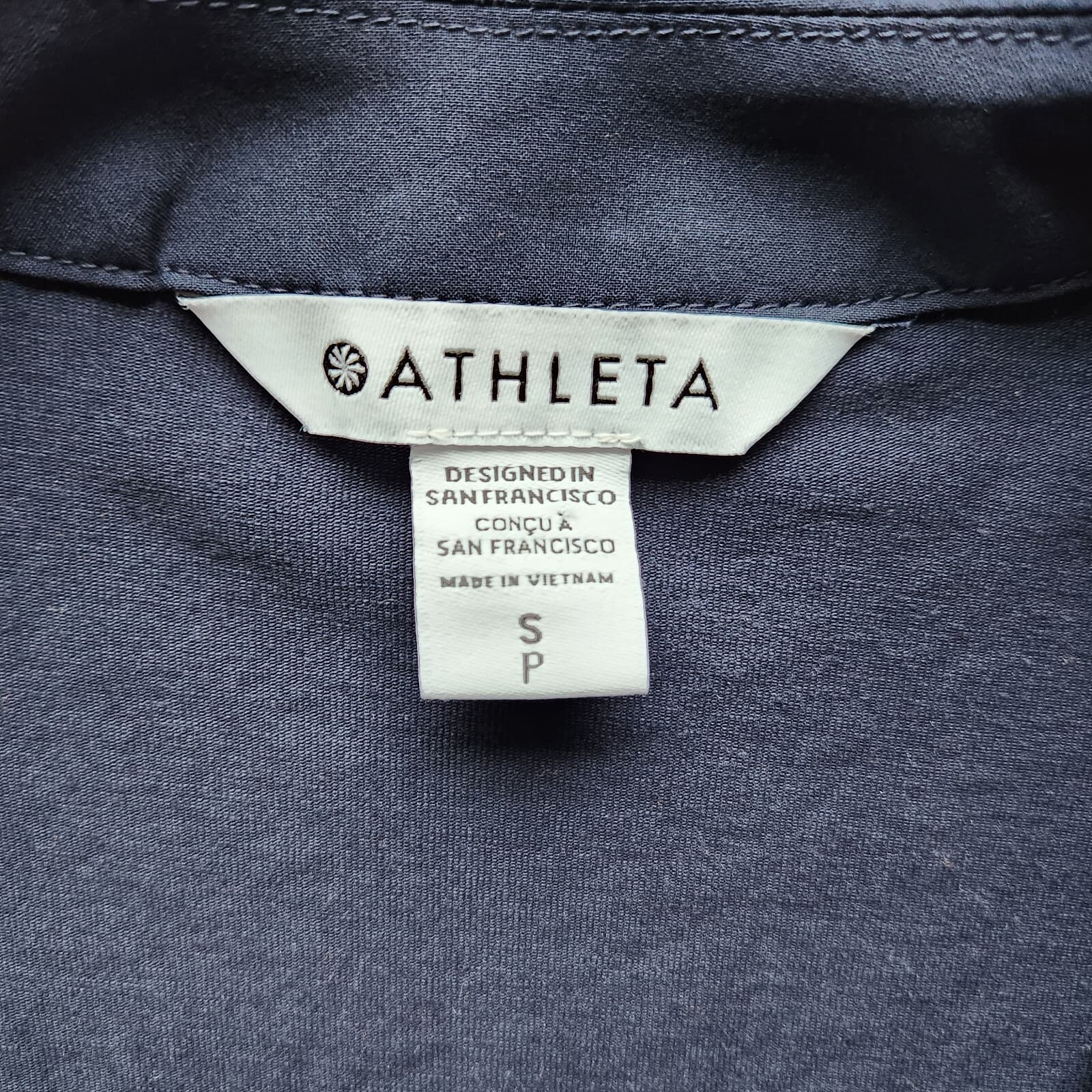 ATHLETA Northbound Top Shirt Short Sleeve V-Neck Collar Dark Navy Blue Women S - Thumbnail 8