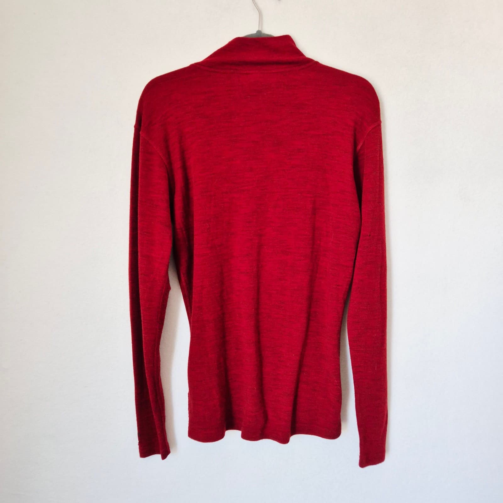 Smartwool Merino Wool Men's L 1/4 Zip Mock Neck Baselayer Shirt Long Sleeve Red - Thumbnail 4