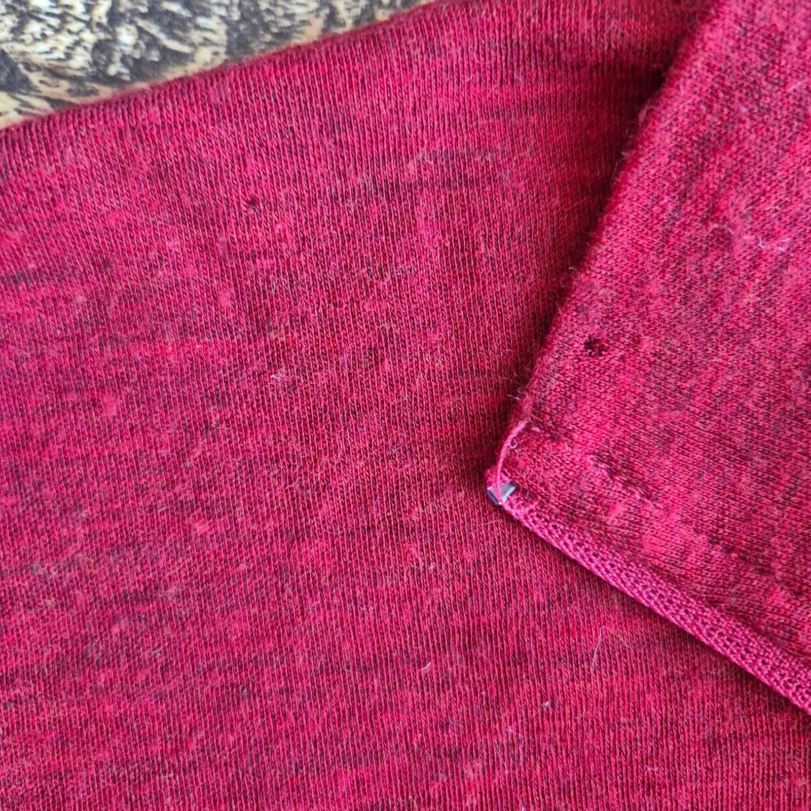 Smartwool Merino Wool Men's L 1/4 Zip Mock Neck Baselayer Shirt Long Sleeve Red - Thumbnail 9