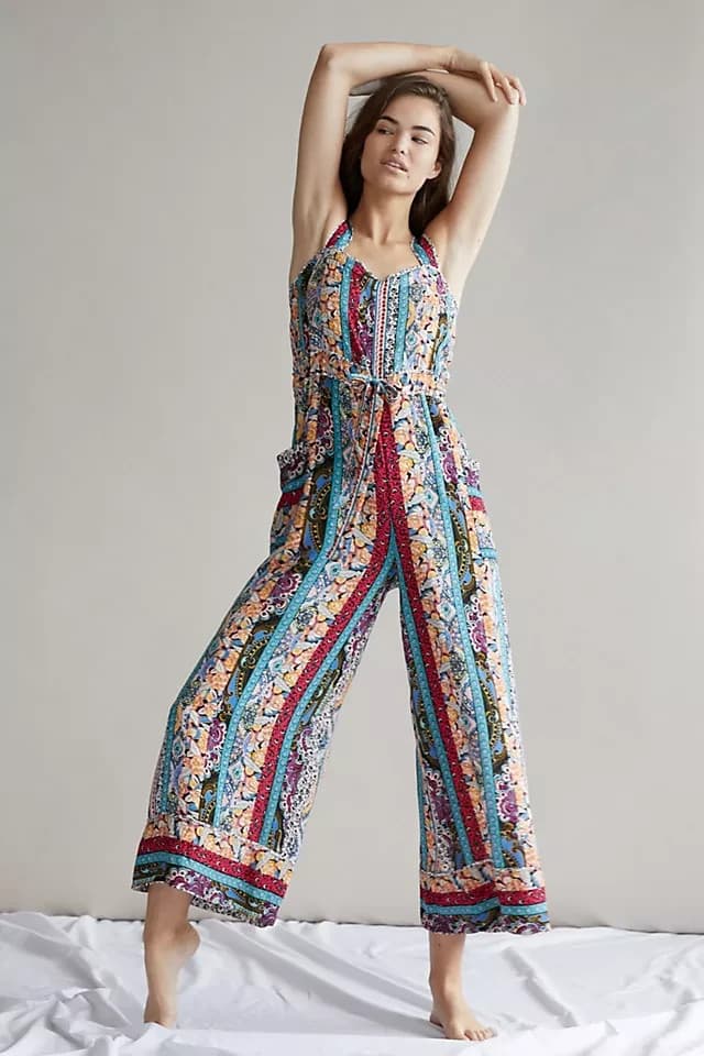 NWoT Anthropologie Calais Floral Bohemian Wide-Leg Jumpsuit Pocket Women's XS - Thumbnail 2
