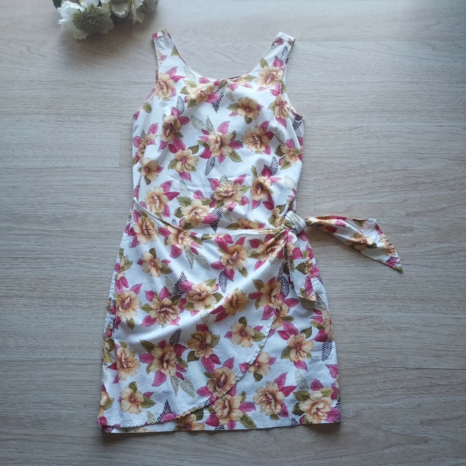 Vintage Guess Georges Marciano Floral Tie-Side Sheath Dress Sleeveless Sz.Medium - Thumbnail 6