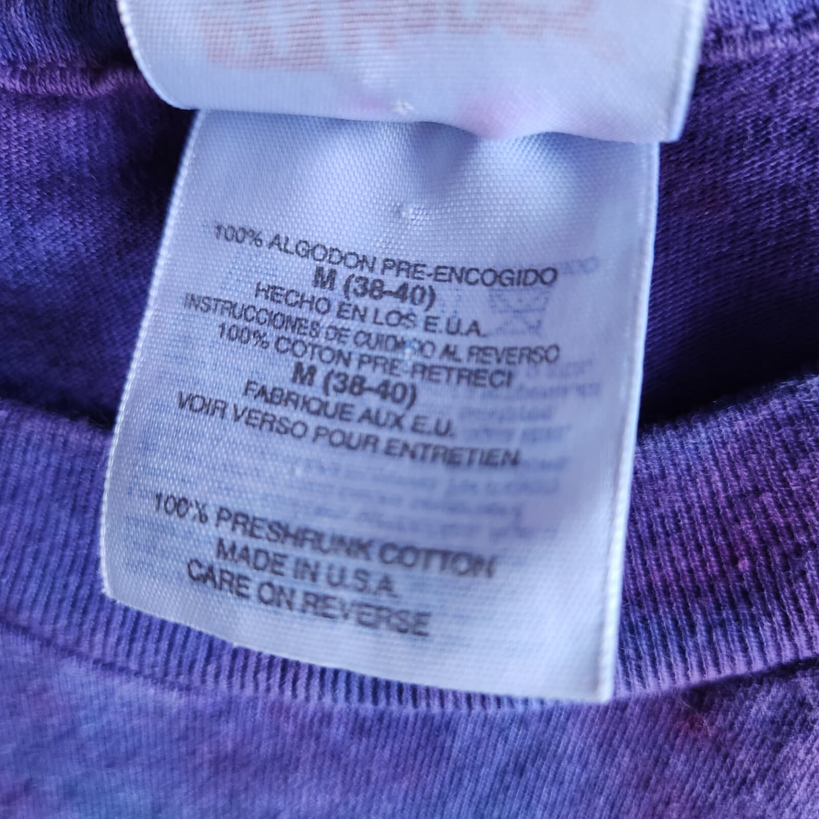 Vintage Hanes P.F.D USA Made Tie Dye Graphic T-Shirt Short Sleeve Purple Adult M - Thumbnail 10