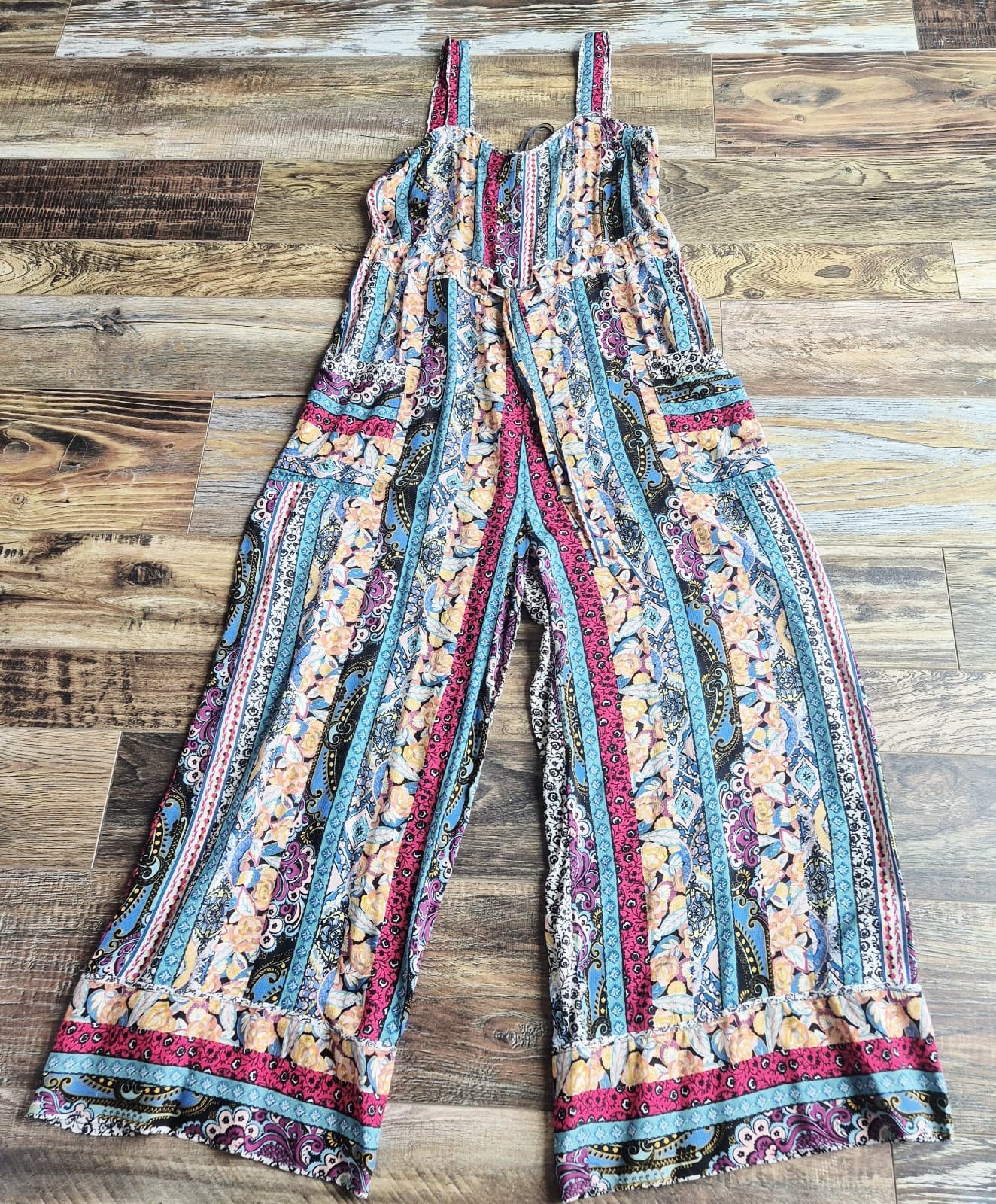 NWoT Anthropologie Calais Floral Bohemian Wide-Leg Jumpsuit Pocket Women's XS - Thumbnail 11