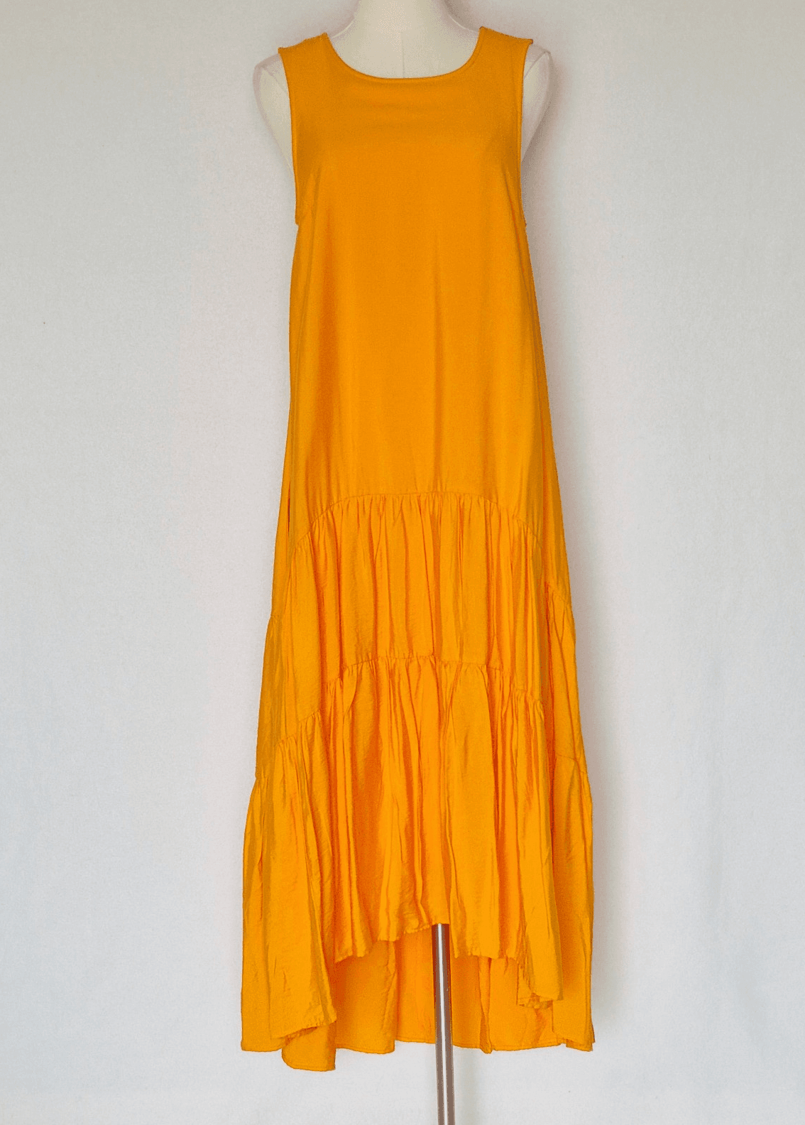 New Maeve Anthropologie Marlene Tiered Maxi Dress Hi-Low Sleeveless Orange Sz.S