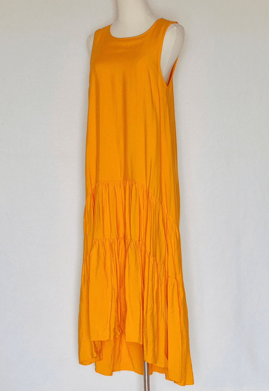 New Maeve Anthropologie Marlene Tiered Maxi Dress Hi-Low Sleeveless Orange Sz.S - Thumbnail 3
