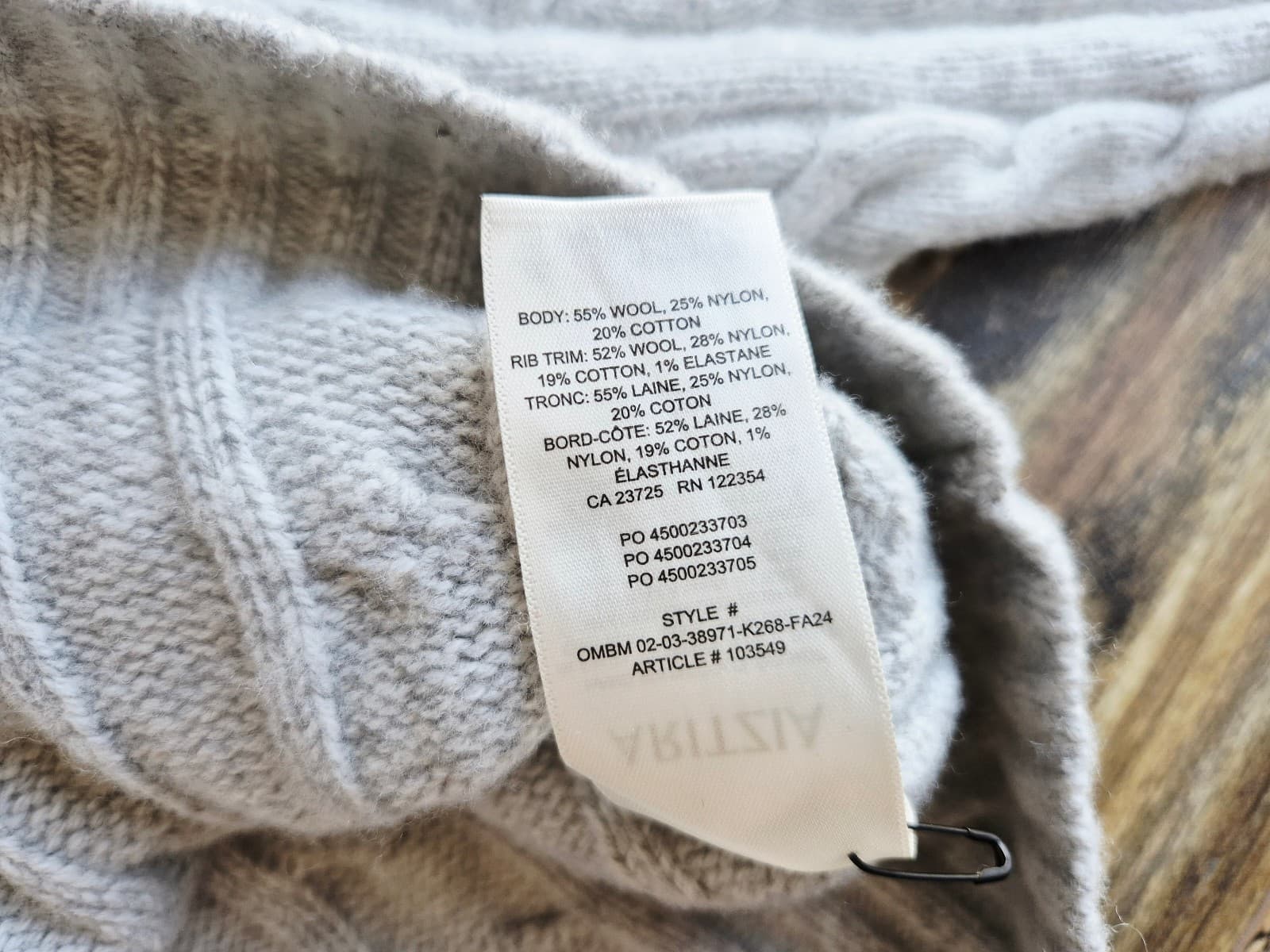 Aritzia Sunday Best Wool Blend Octavia Zip Hoodie Crop Sweater Cableknit Gray XS - Thumbnail 12
