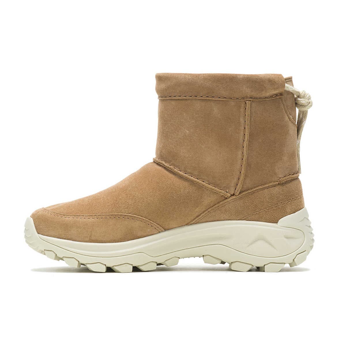 Merrell Women's 7.5 Suede Waterproof Winter Pull-On Bootie Faux Fur Lined Camel - Thumbnail 3