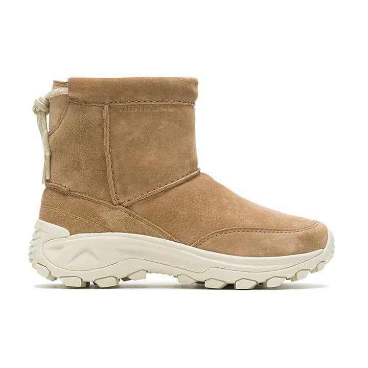 Merrell Women's 7.5 Suede Waterproof Winter Pull-On Bootie Faux Fur Lined Camel - Thumbnail 5
