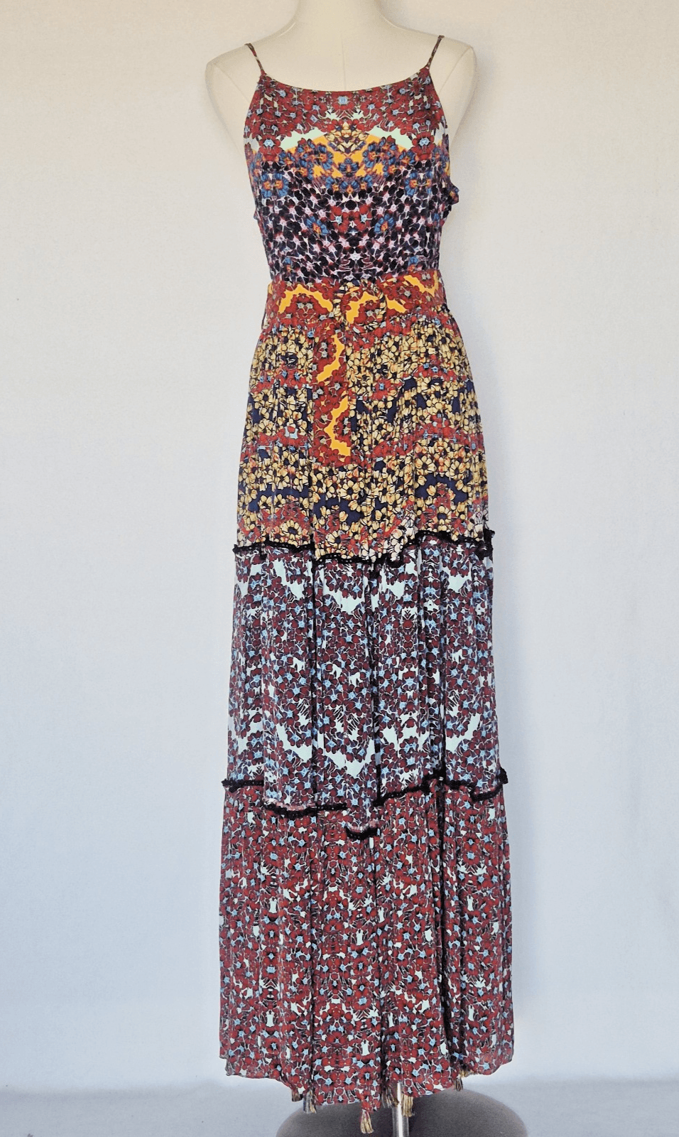 NEW Bhanuni Jyoti Anthropoloe Marala Boho-Chic Tiered Maxi Dress Belt Sz.2 $230 - Thumbnail 2