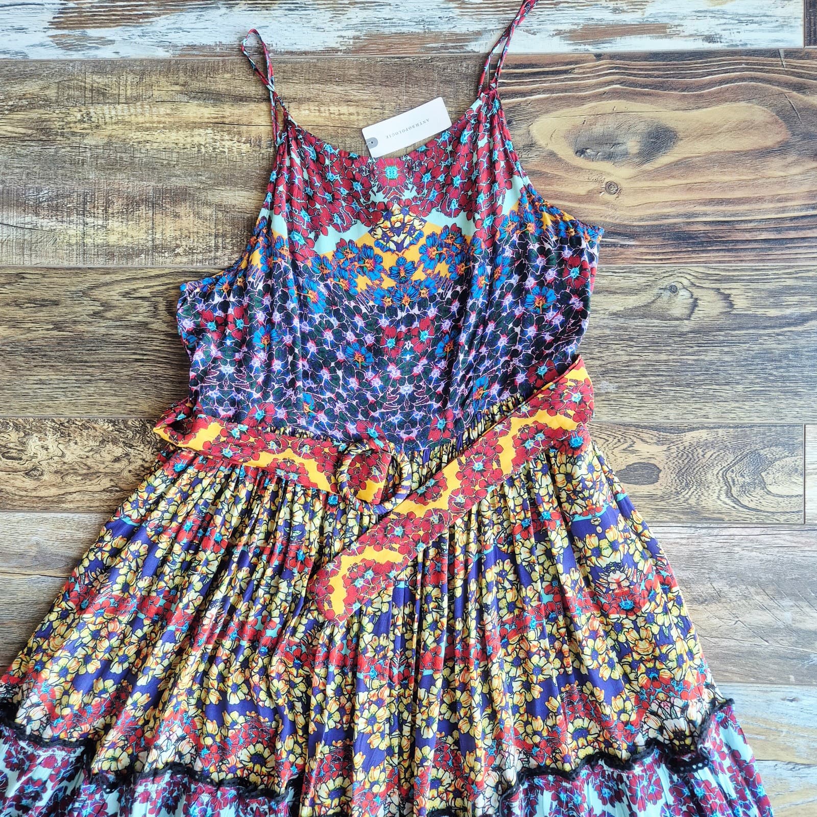 NEW Bhanuni Jyoti Anthropoloe Marala Boho-Chic Tiered Maxi Dress Belt Sz.2 $230 - Thumbnail 12