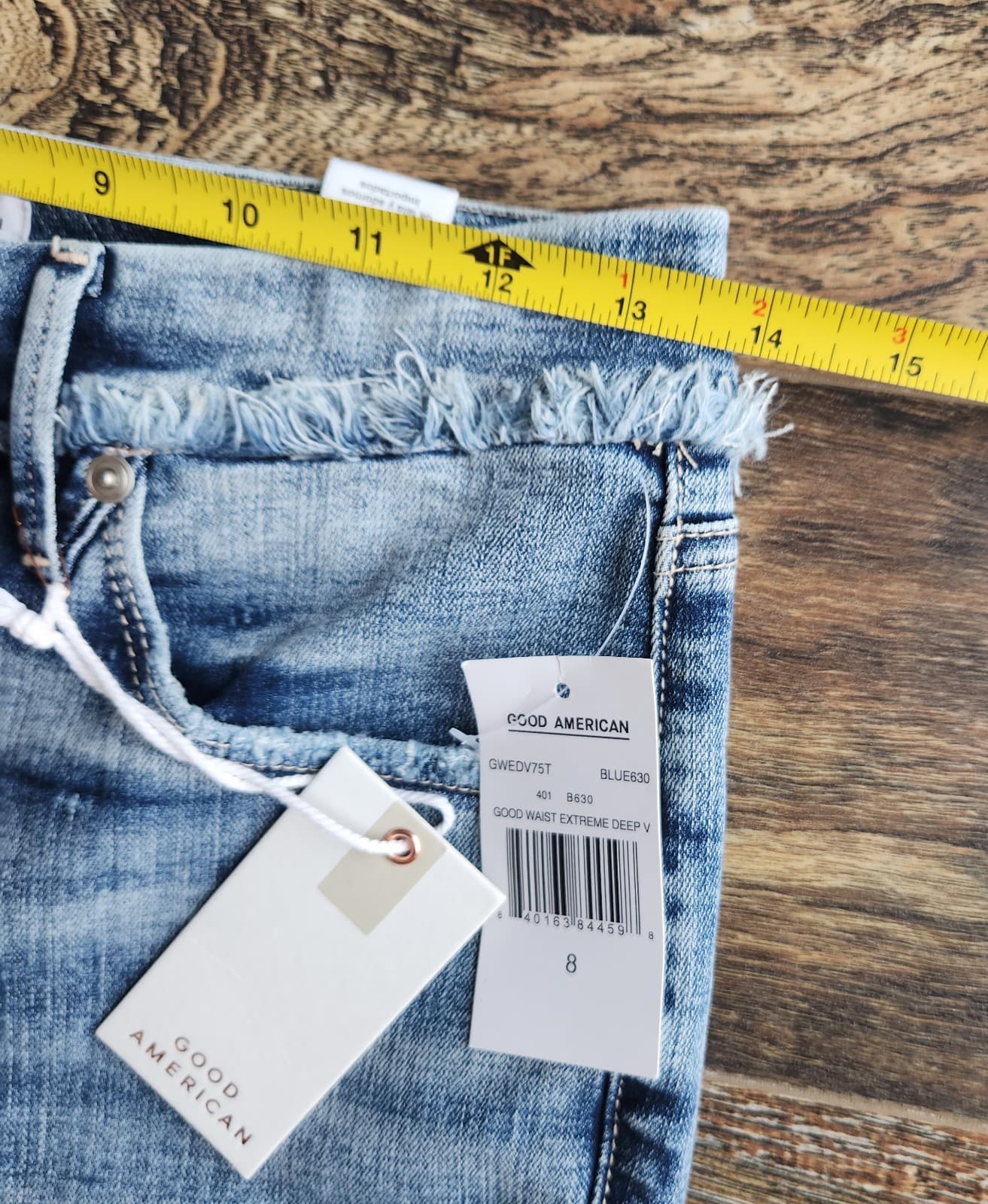 NWT Good American Good Waist Extreme Deep V Skinny Jeans Distressed Blue630 8/29 - Thumbnail 13