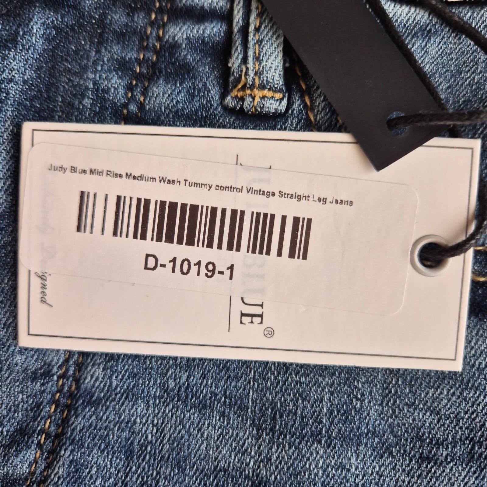 NWT JUDY BLUE Tummy Control Vintage Straight Jeans Mid Rise Raw Hem Blue Sz.1/25 - Thumbnail 11
