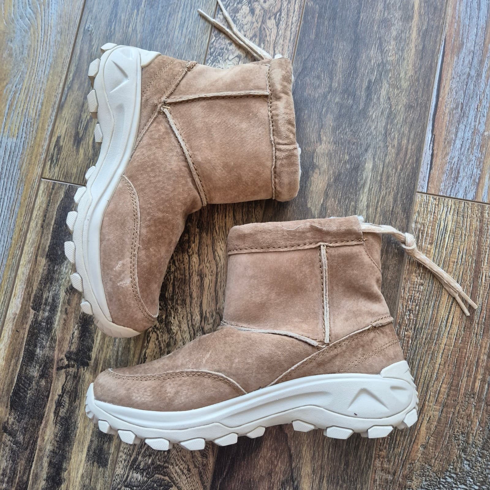 Merrell Women's 7.5 Suede Waterproof Winter Pull-On Bootie Faux Fur Lined Camel - Thumbnail 8