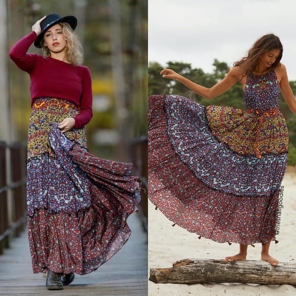 NEW Bhanuni Jyoti Anthropoloe Marala Boho-Chic Tiered Maxi Dress Belt Sz.2 $230 - Thumbnail 4