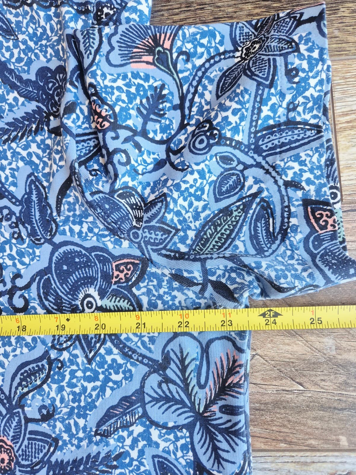 Tory Burch Floral Dropwaist Drawstring Dress Short Sleeve Blue Knit Cotton Sz.XL - Thumbnail 11