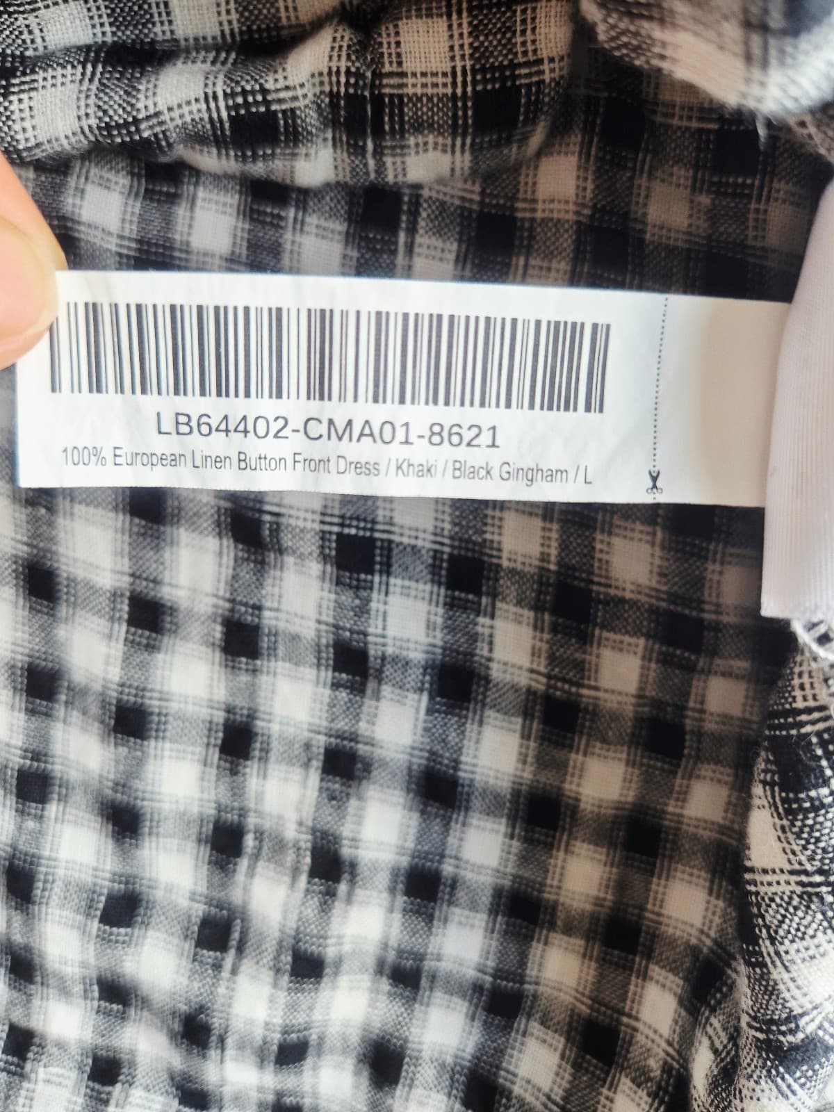 Quince European Linen Gingham Button-Front Shirt Dress Short Sleeve Black Sz.L - Thumbnail 12