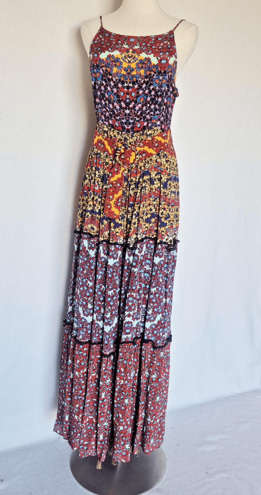 NEW Bhanuni Jyoti Anthropoloe Marala Boho-Chic Tiered Maxi Dress Belt Sz.2 $230 - Thumbnail 3
