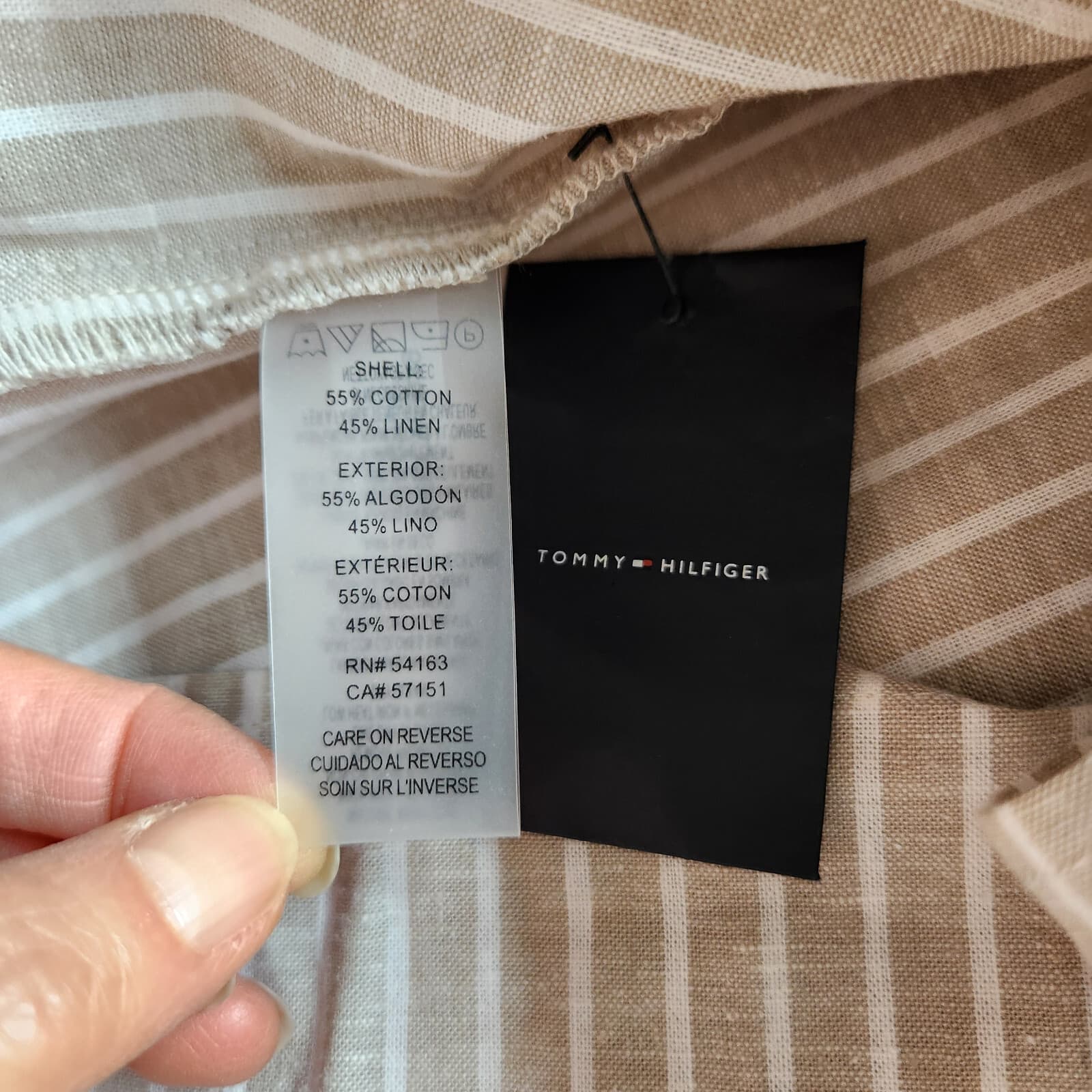 NWT Tommy Hilfiger Linen Blend Belted Shirt-Dress Long Sleeve Striped Beige 12 - Thumbnail 9