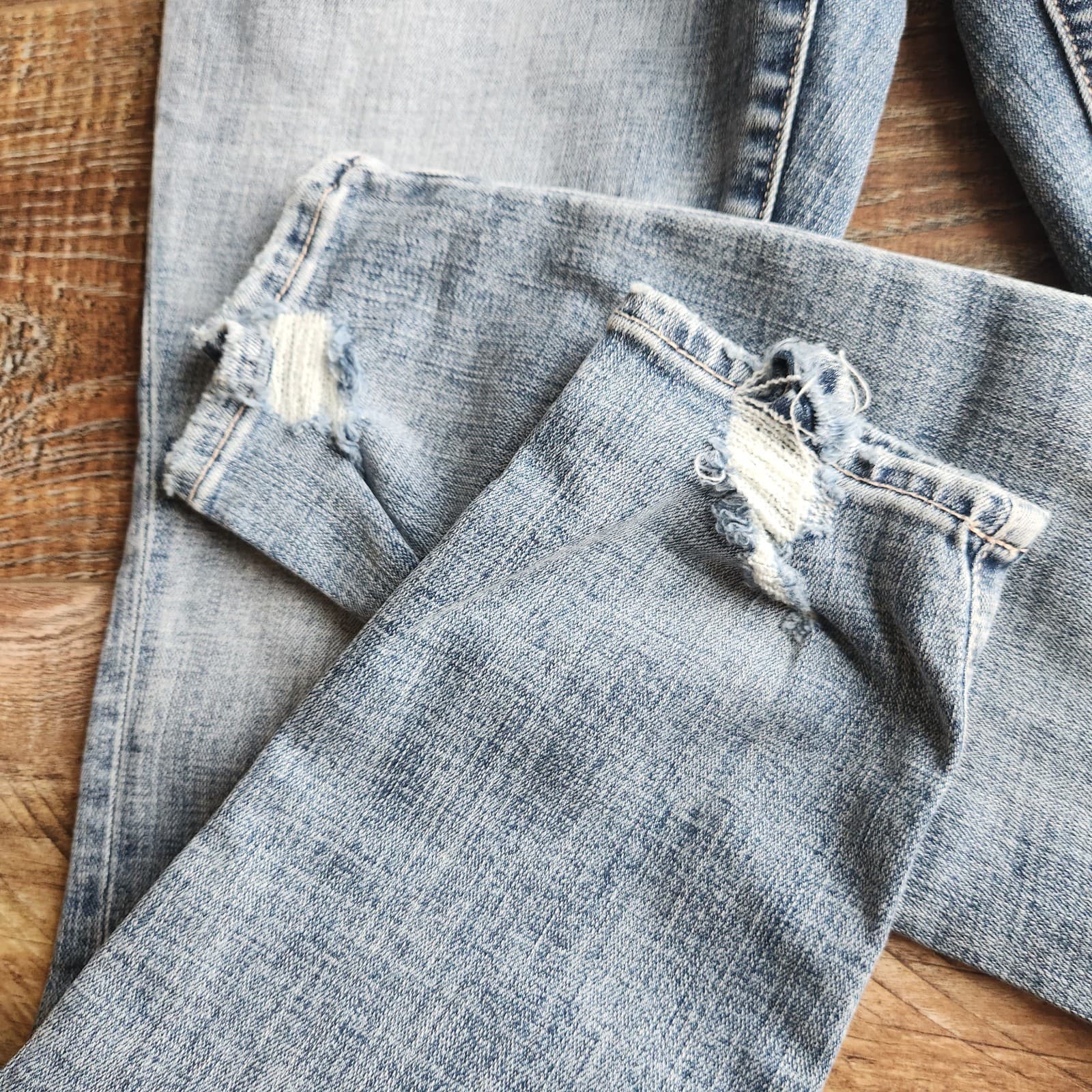 NWT Good American Good Waist Extreme Deep V Skinny Jeans Distressed Blue630 8/29 - Thumbnail 6