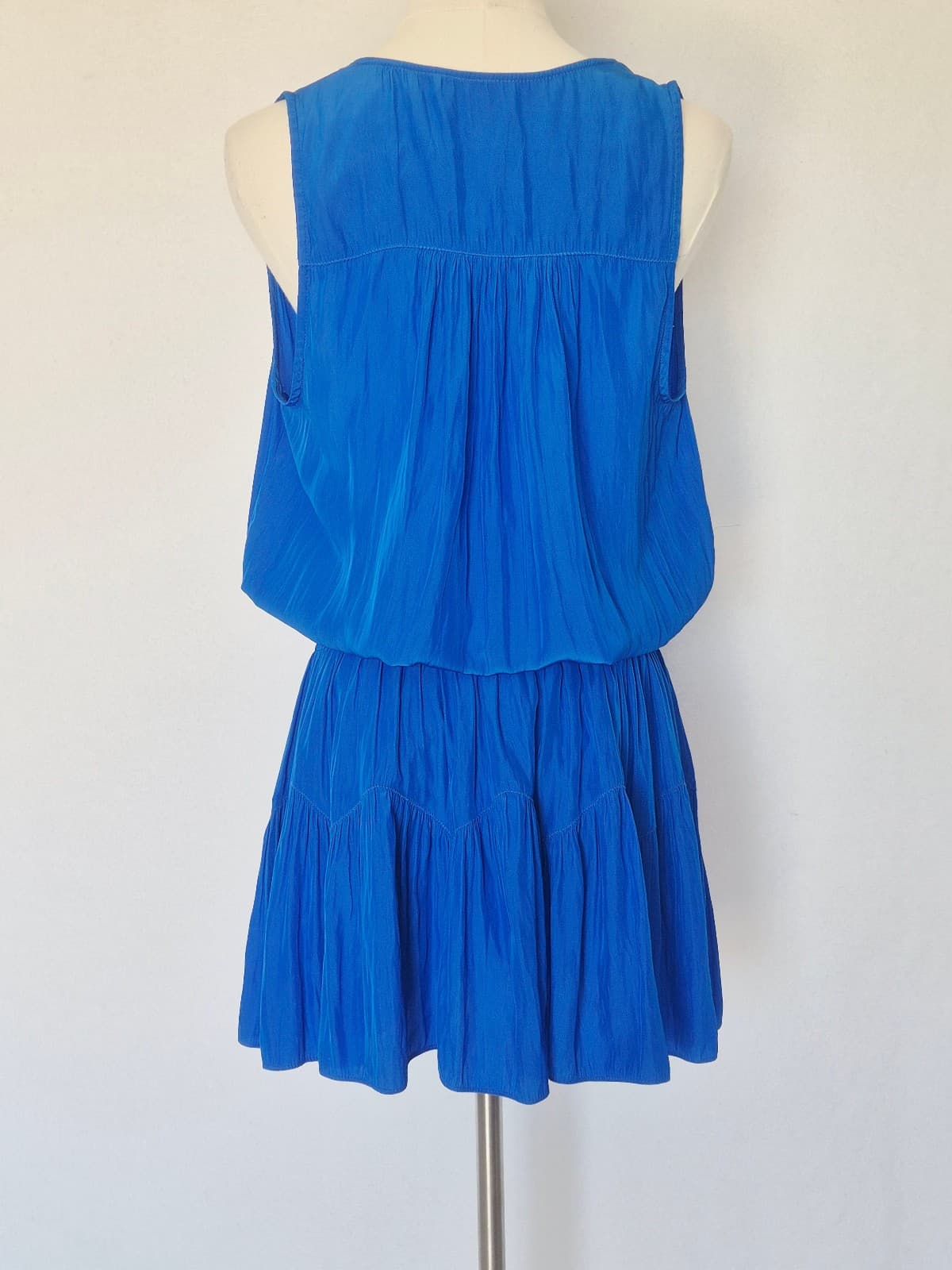 Ramy Brook Tech Perry Mini Dress Smocked Waist Sleeveless Cobalt Blue Sz.M $425 - Thumbnail 4